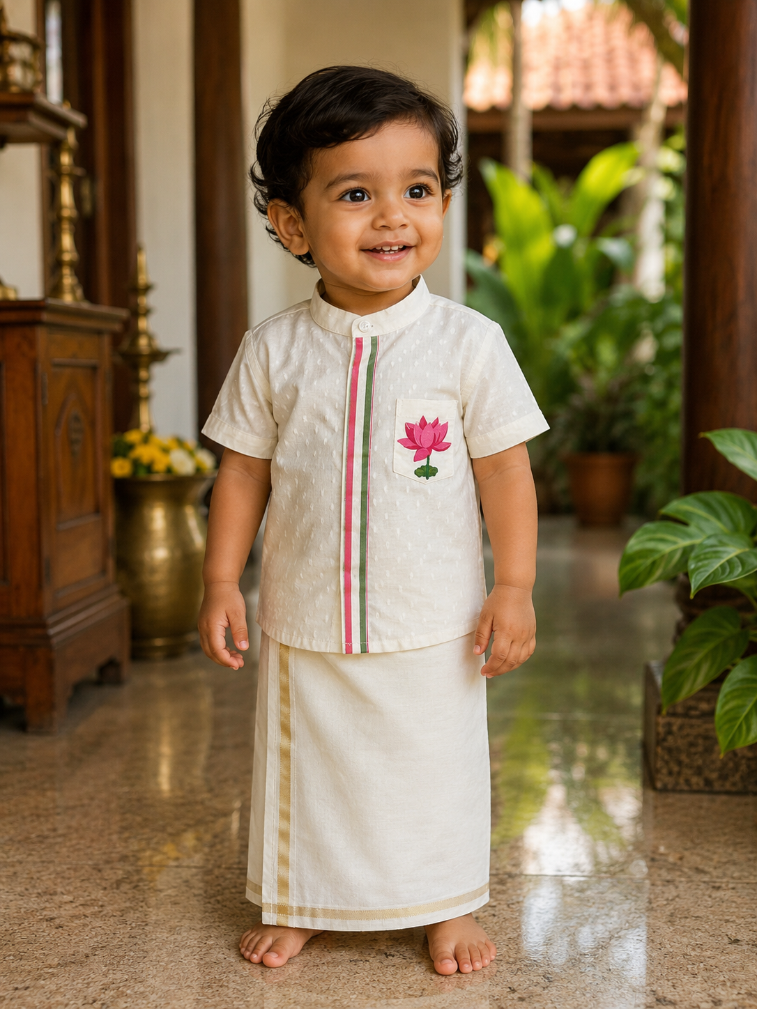 Pink Lotus Kids Cotton Shirt