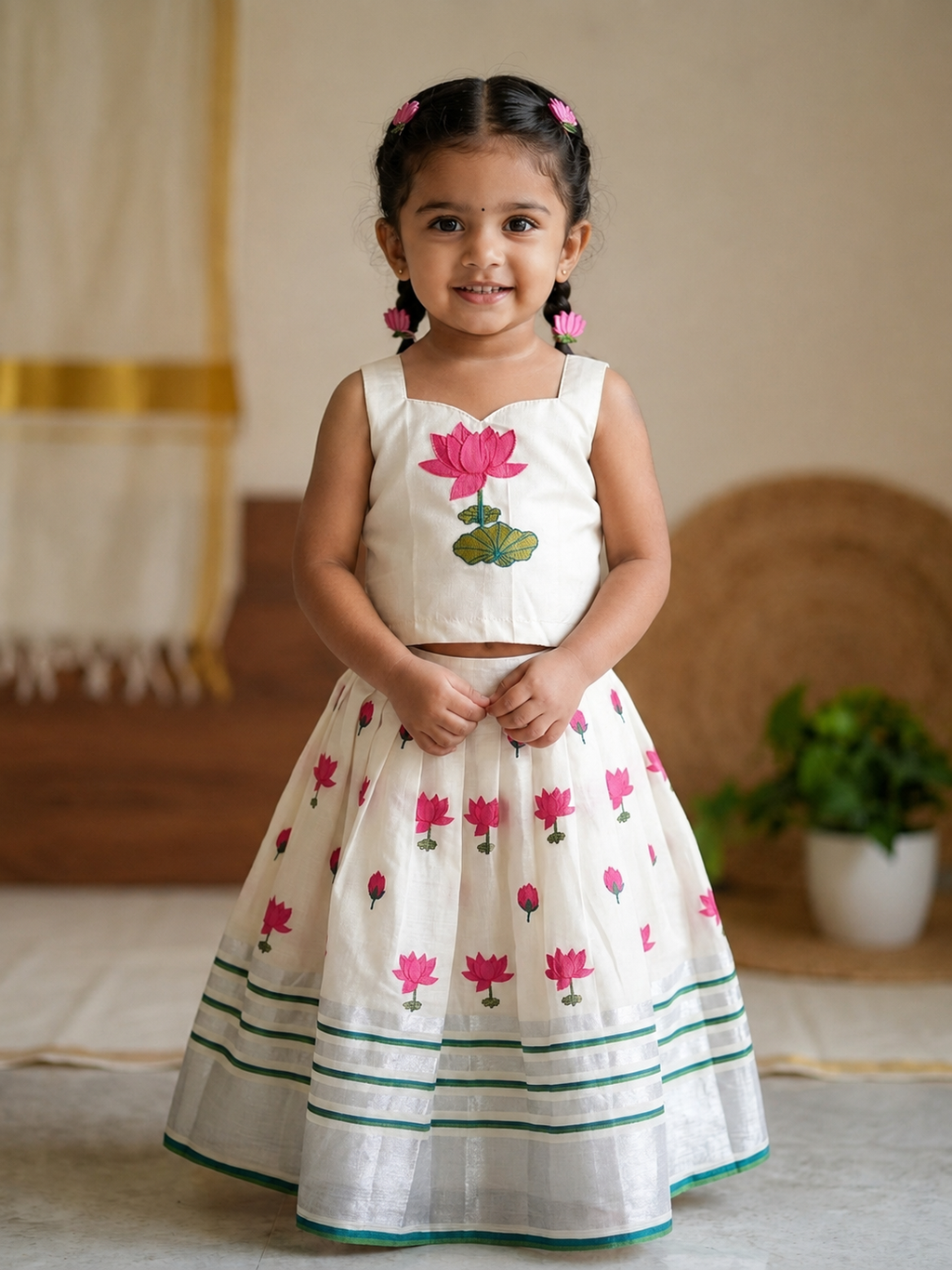 Floral Printed Kids Top & Skirt