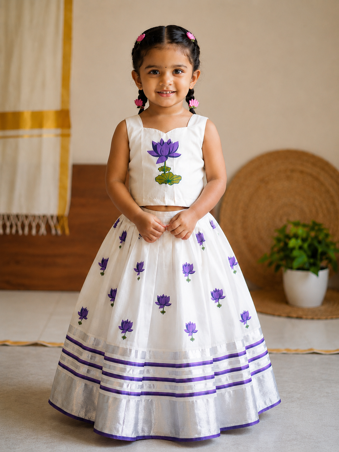 Floral Printed Kids Top & Skirt