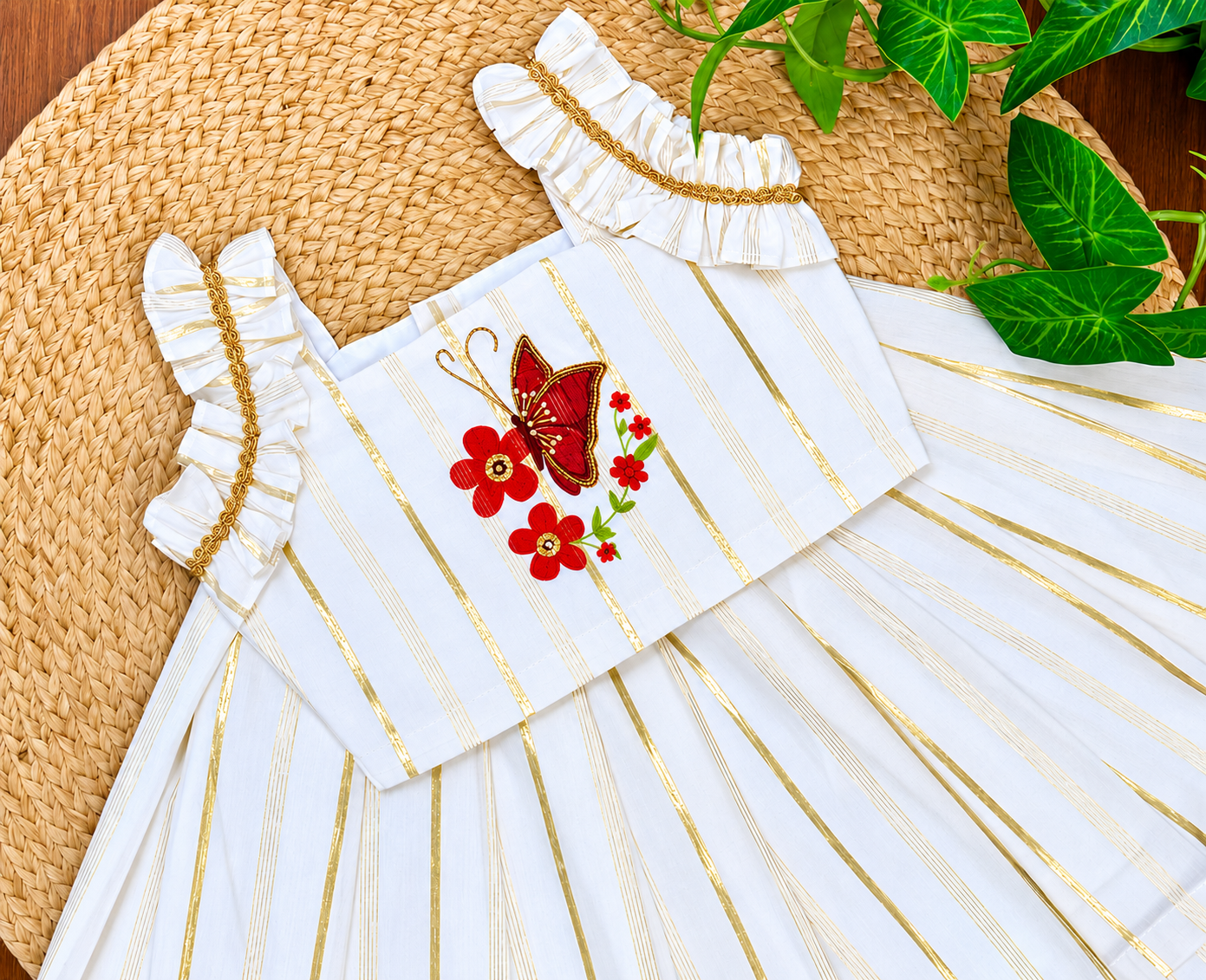 Golden Stripe Butterfly Kids Wear