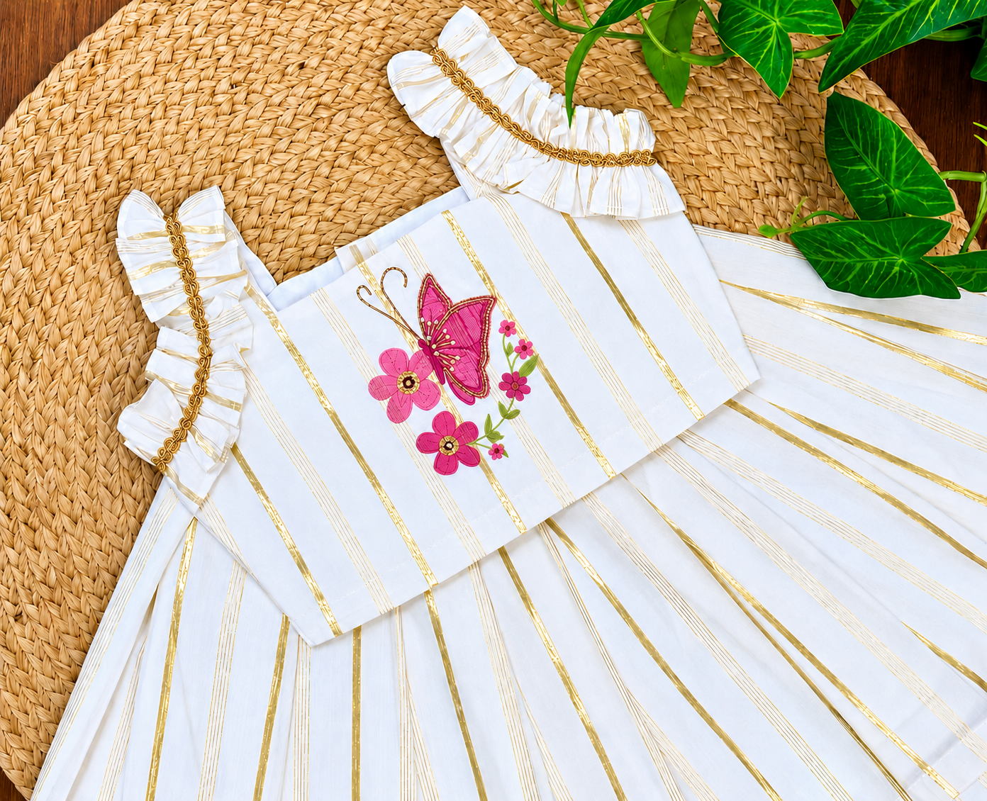 Golden Stripe Butterfly Kids Wear