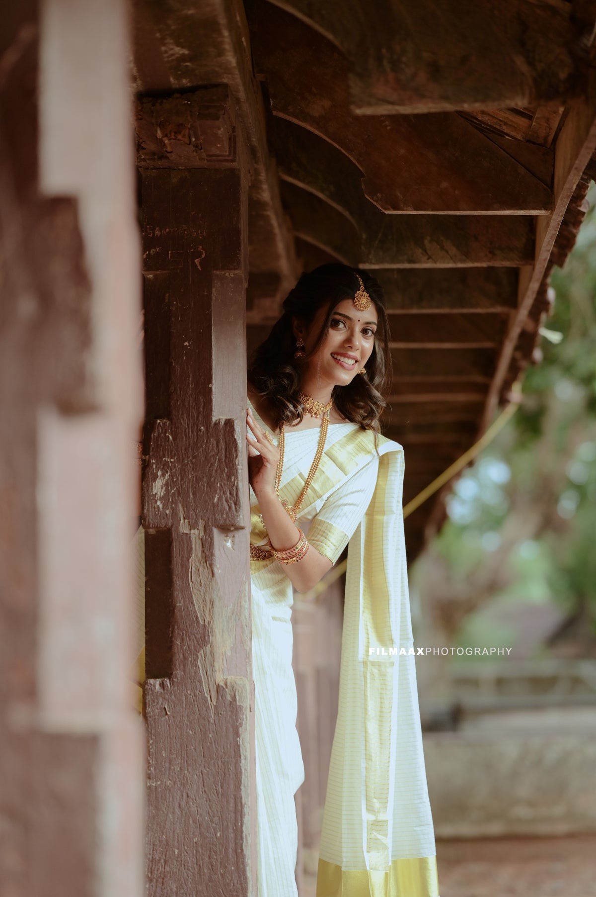 Cotton Golden Kasavu Stripe Set Saree