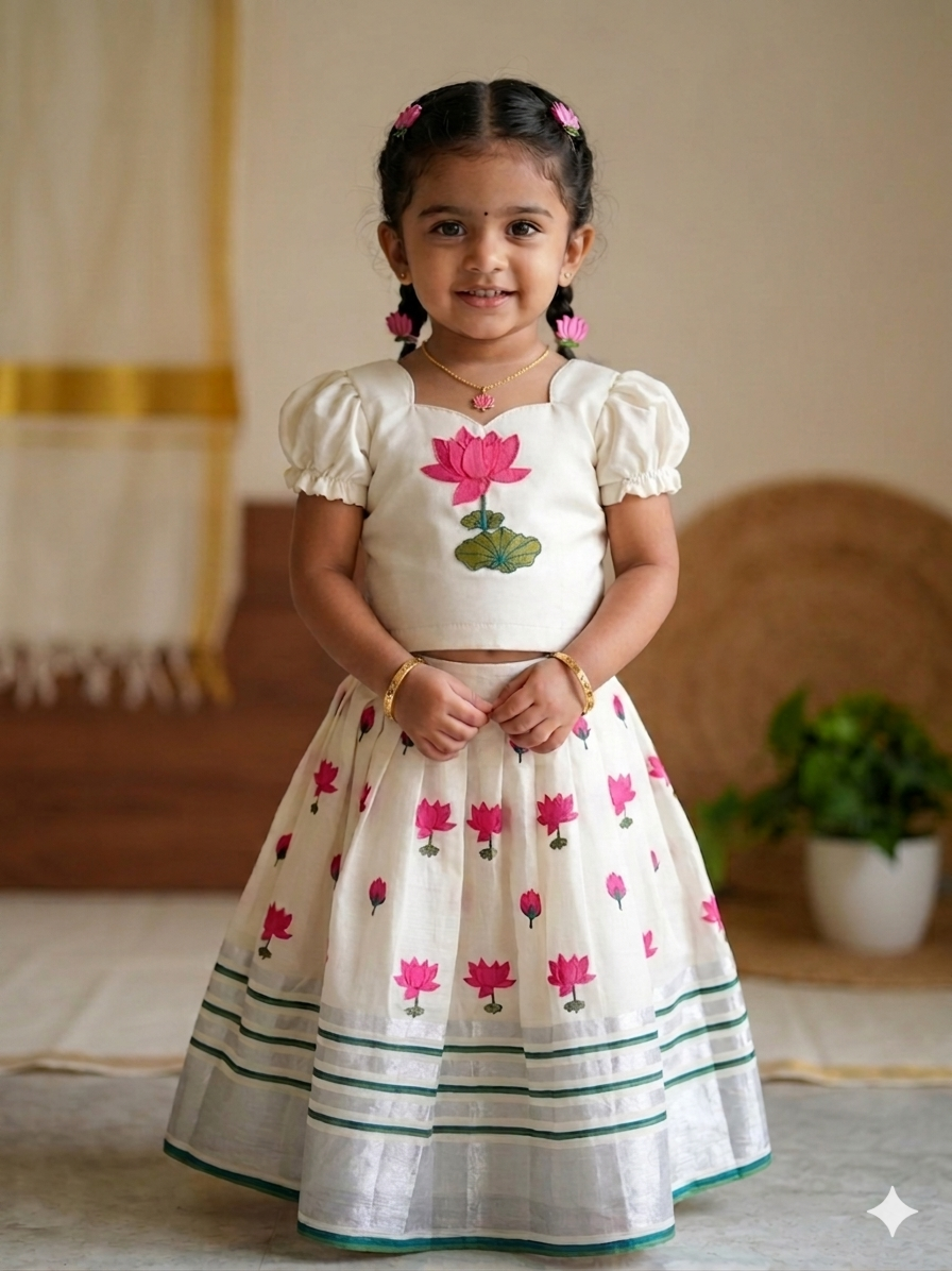 Floral Printed Kids Top & Skirt