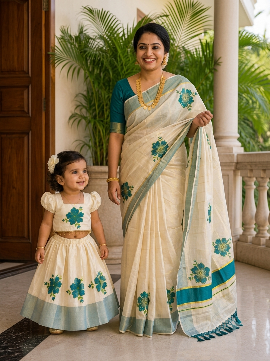 Mom & Daughter Floral Kerala Combo