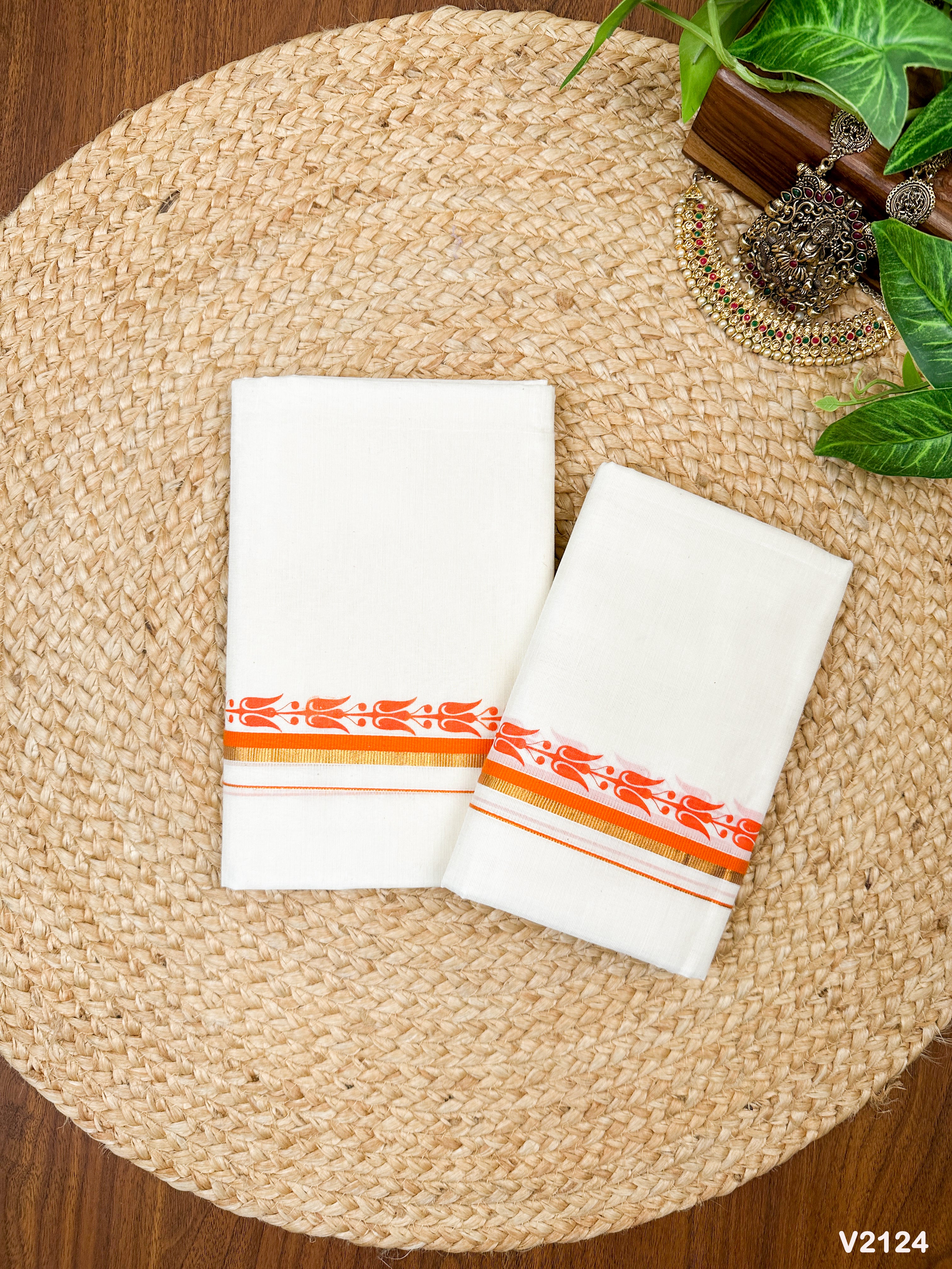 Puliyilakkara Fancy S.Set Mundu with single print
