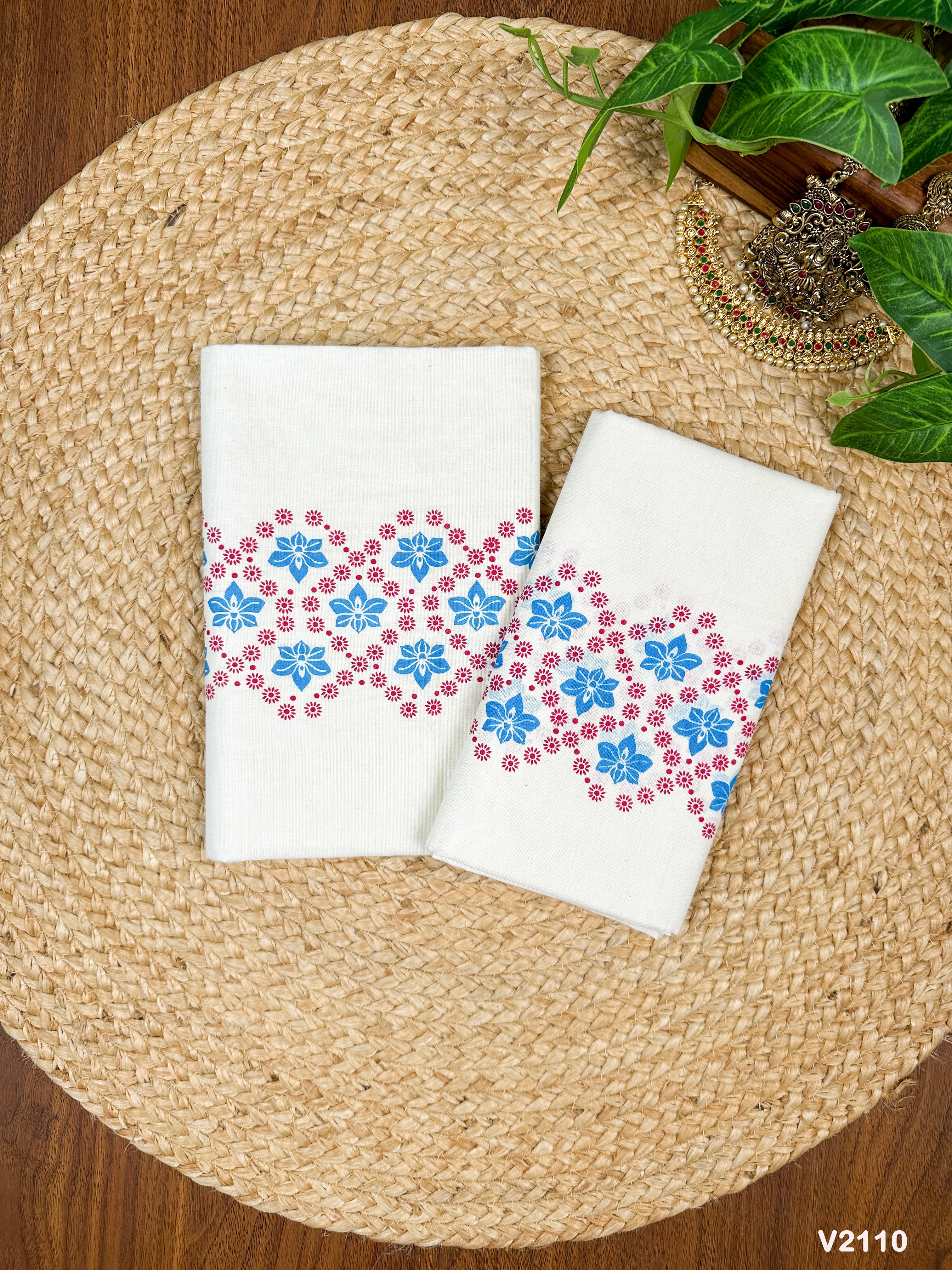 Cotton Floral Printed Set Mundu