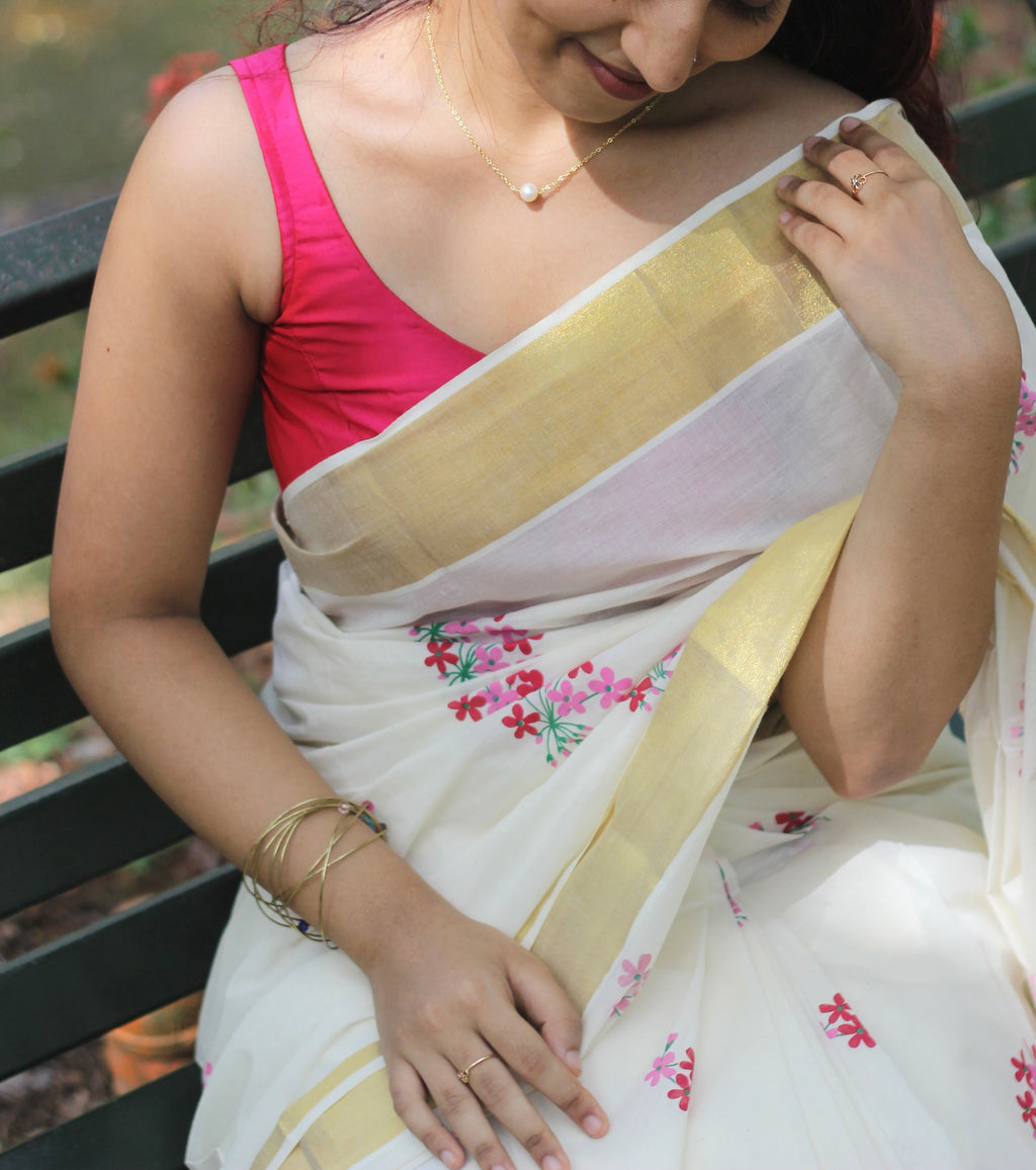 Cotton Half-fine Kasavu Set Saree