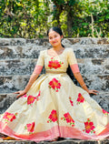 Golden Tissue Floral Printed Top & Skirt Set