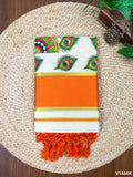 4" Kottaram Mural Print Saree with Kunjalam