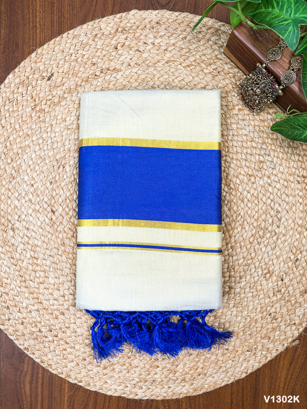 5" Golden Tissue Plain Colour Kottaram Saree