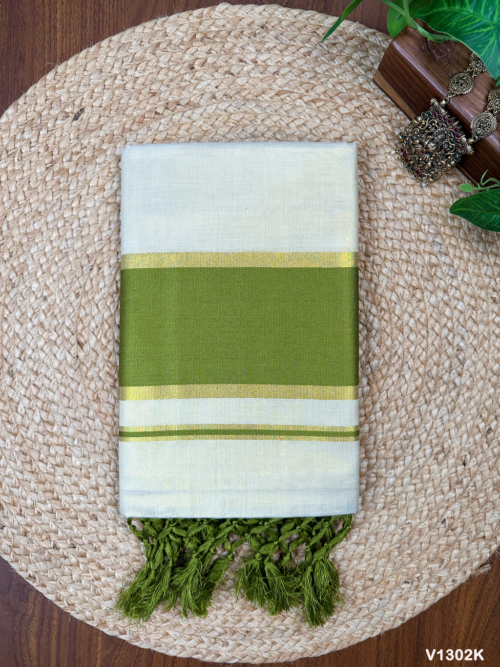 5" Golden Tissue Plain Colour Kottaram Saree