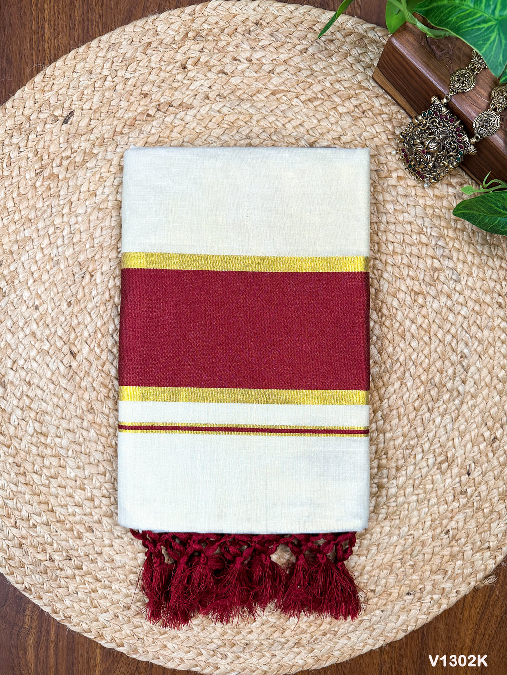 5" Golden Tissue Plain Colour Kottaram Saree