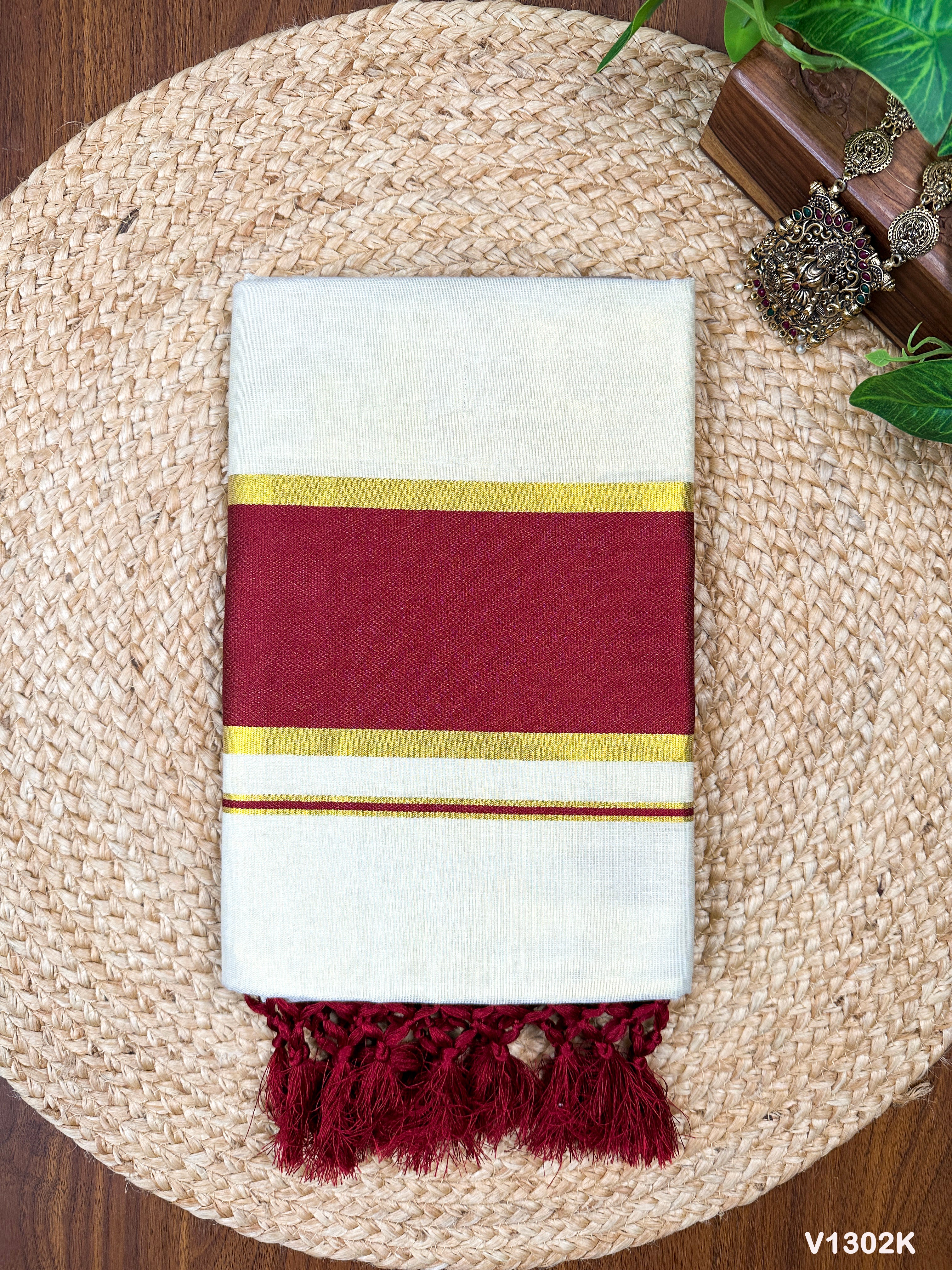 5" Golden Tissue Plain Colour Kottaram Saree
