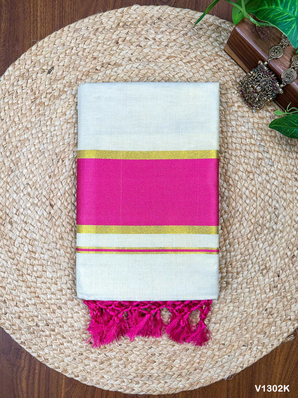 5" Golden Tissue Plain Colour Kottaram Saree