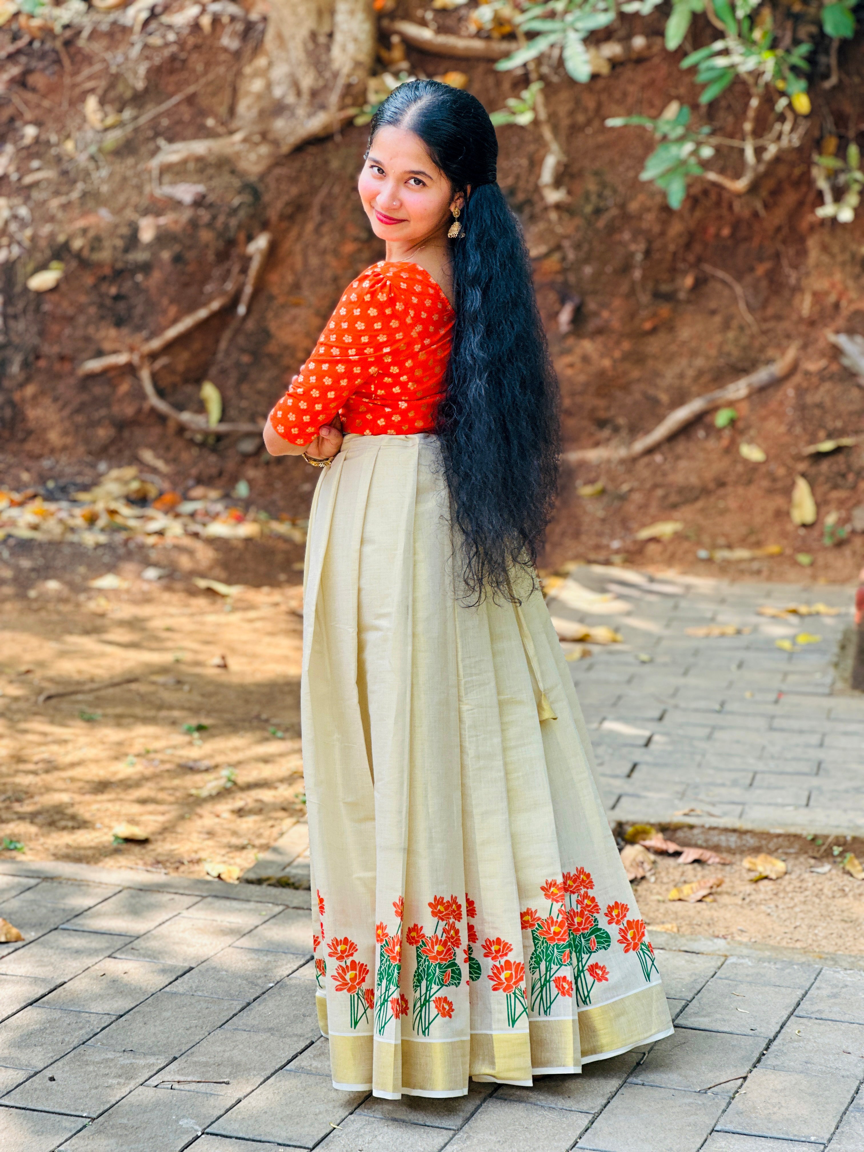 Floral Printed Tissue Top & Skirt