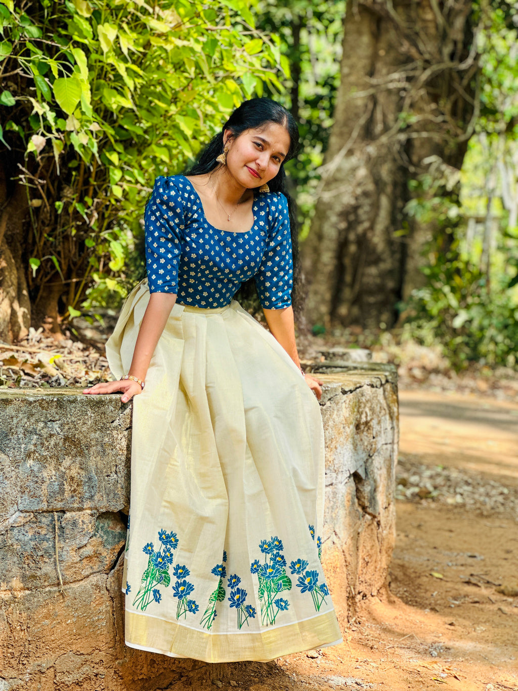 Floral Printed Tissue Top & Skirt