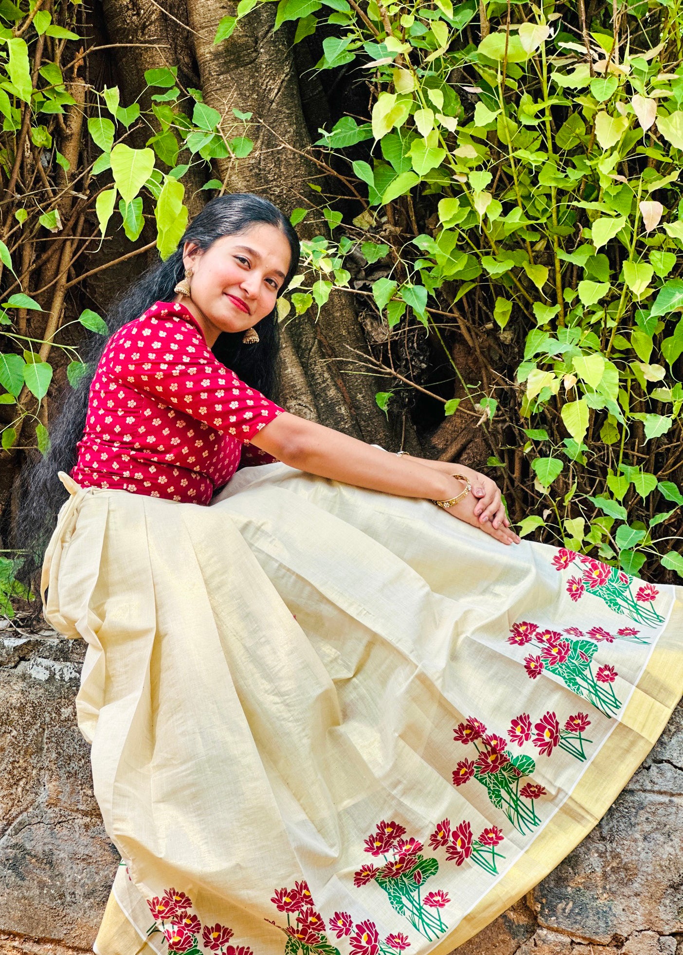 Floral Printed Tissue Top & Skirt