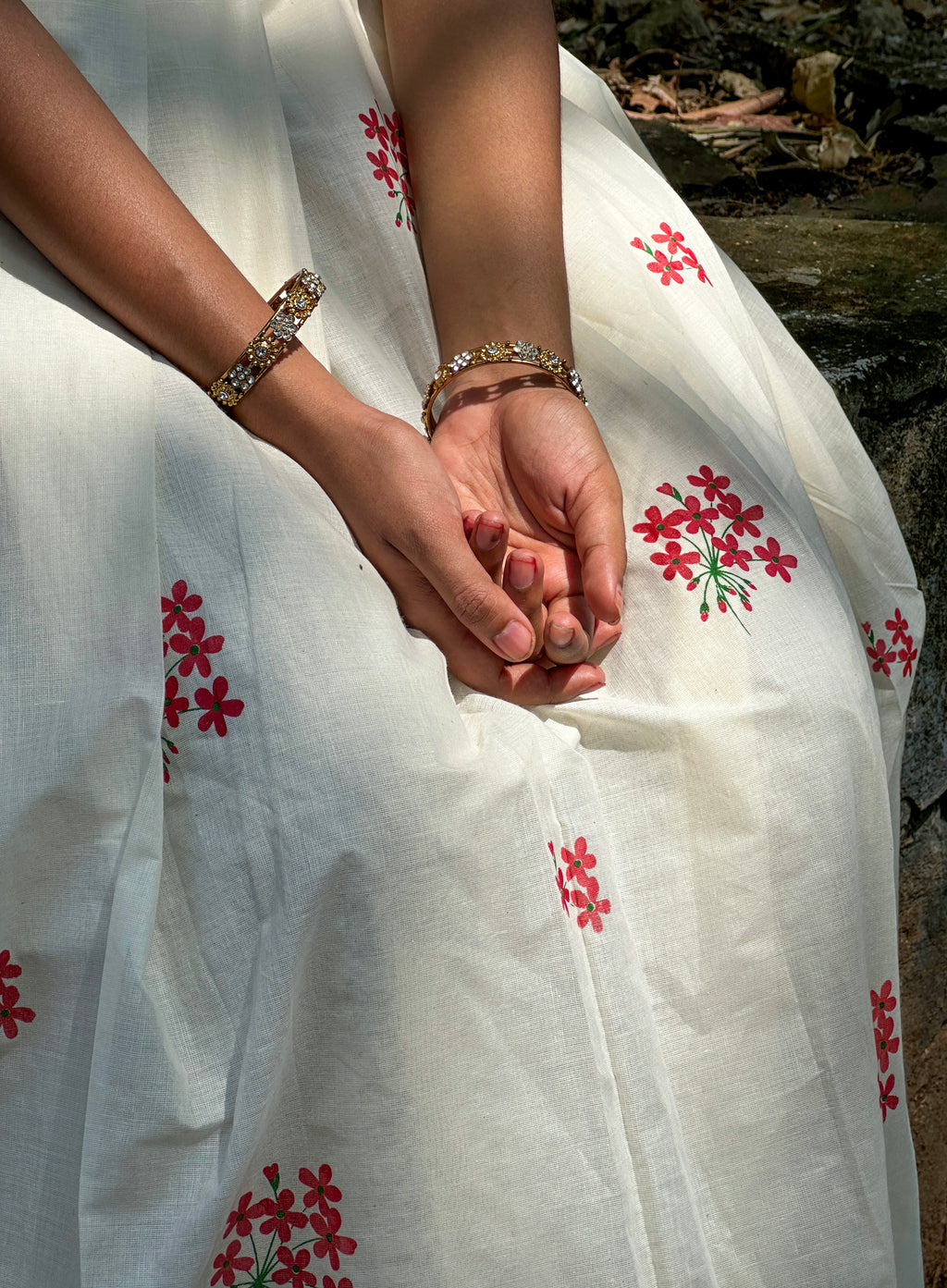 Floral Printed Cotton Top & Skirt