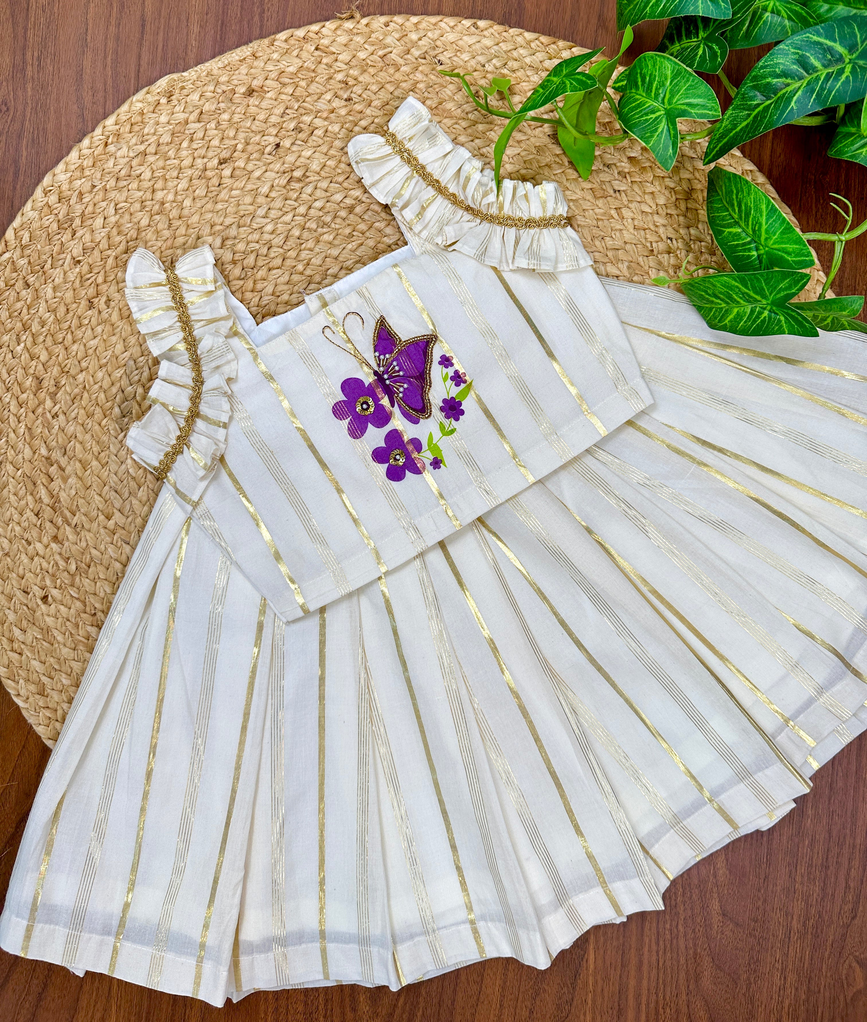 Golden Stripe Butterfly Kids Wear