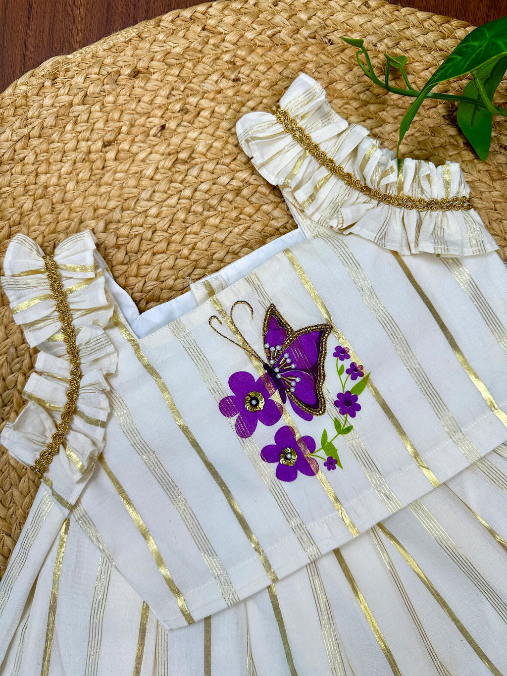 Golden Stripe Butterfly Kids Wear