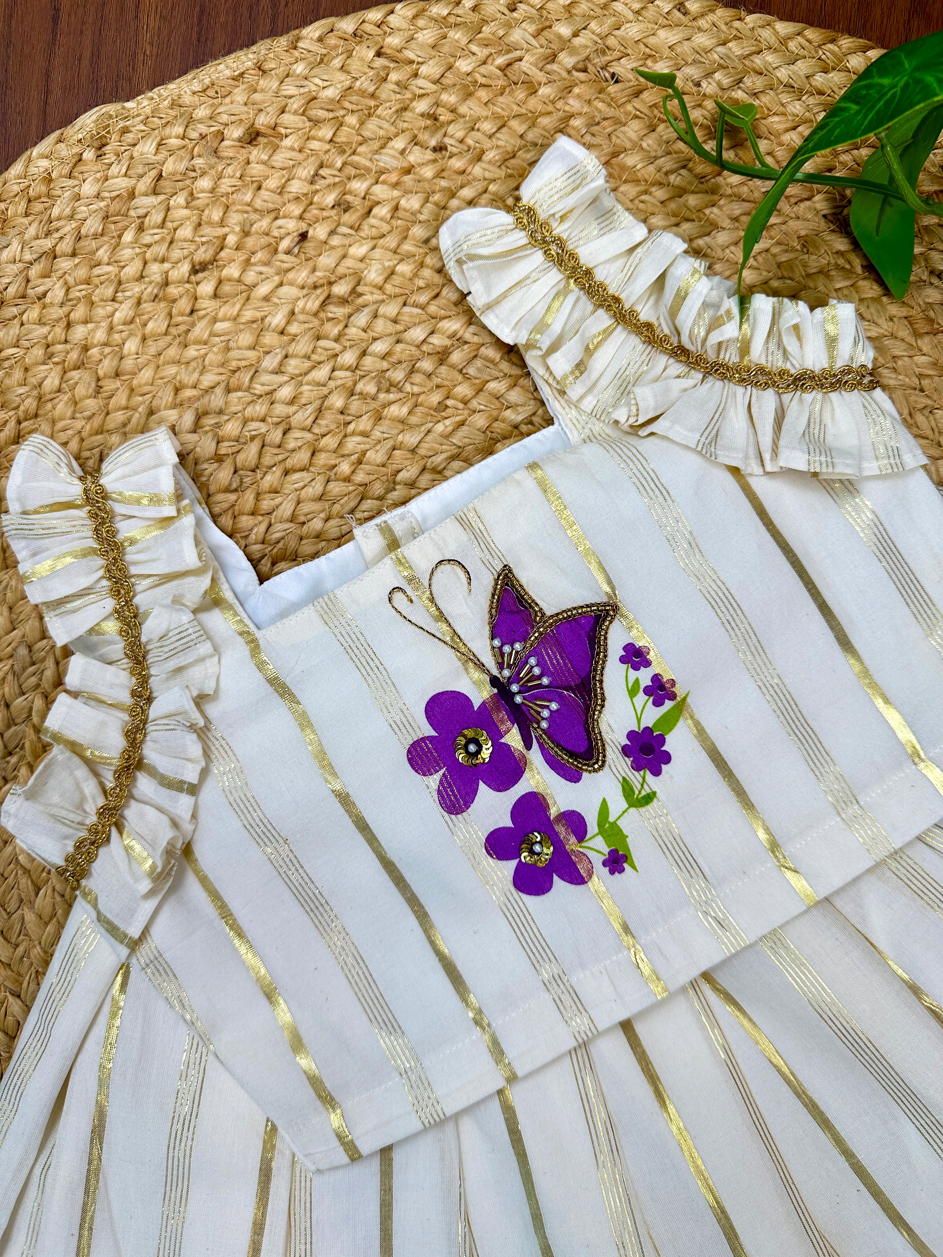 Golden Stripe Butterfly Kids Wear