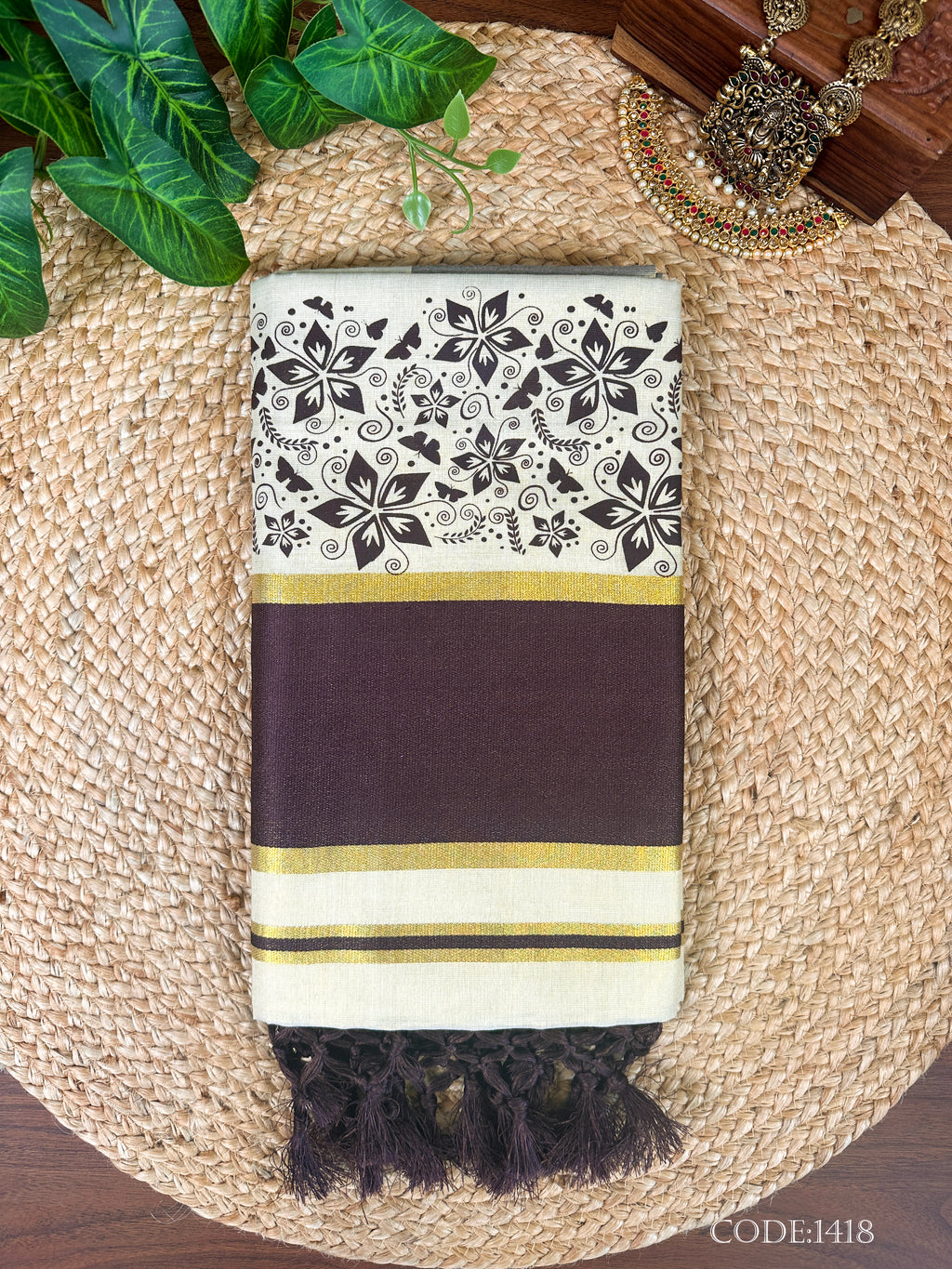 Golden Tissue Set Saree