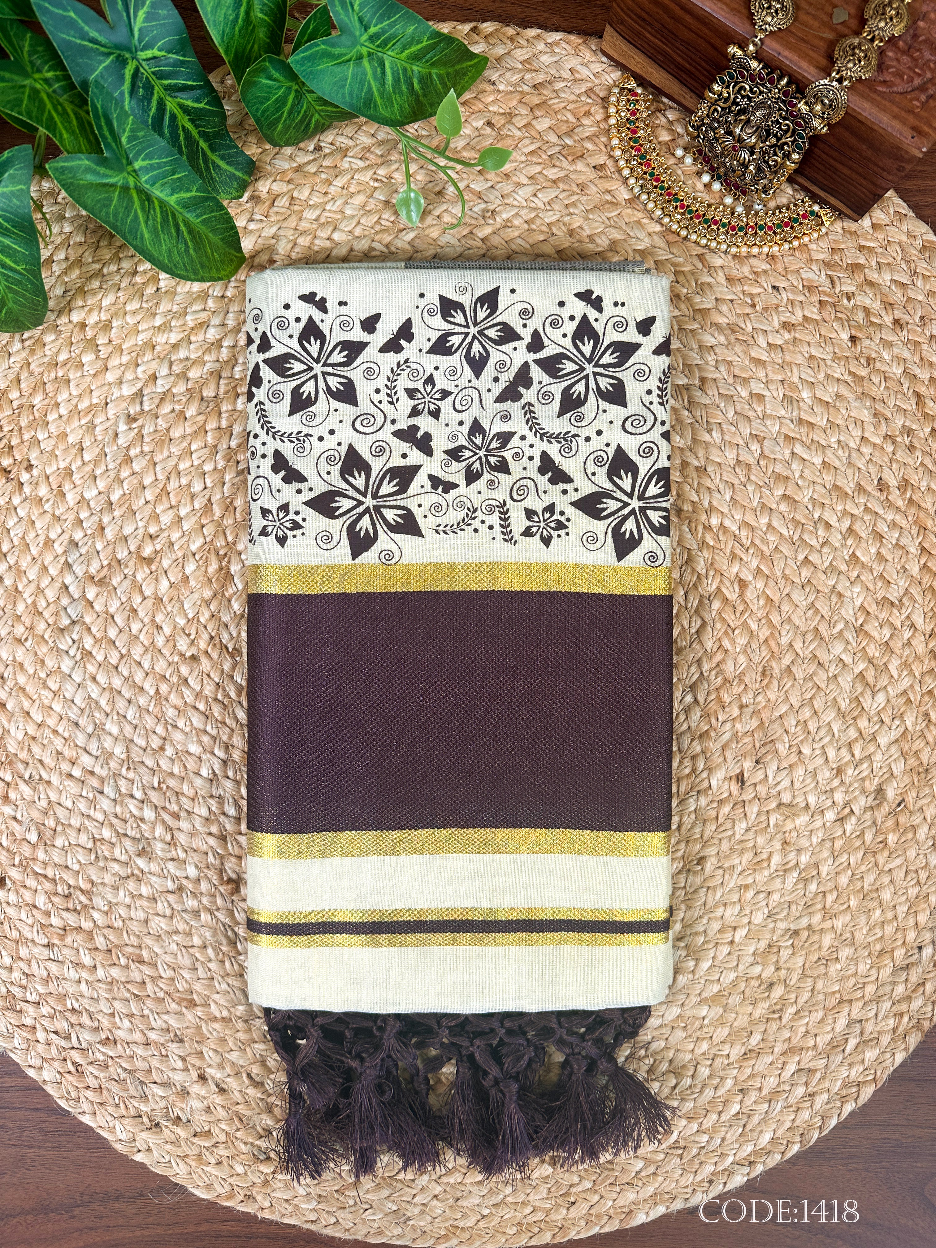 Golden Tissue Set Saree