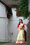 Golden Tissue Printed Set Saree