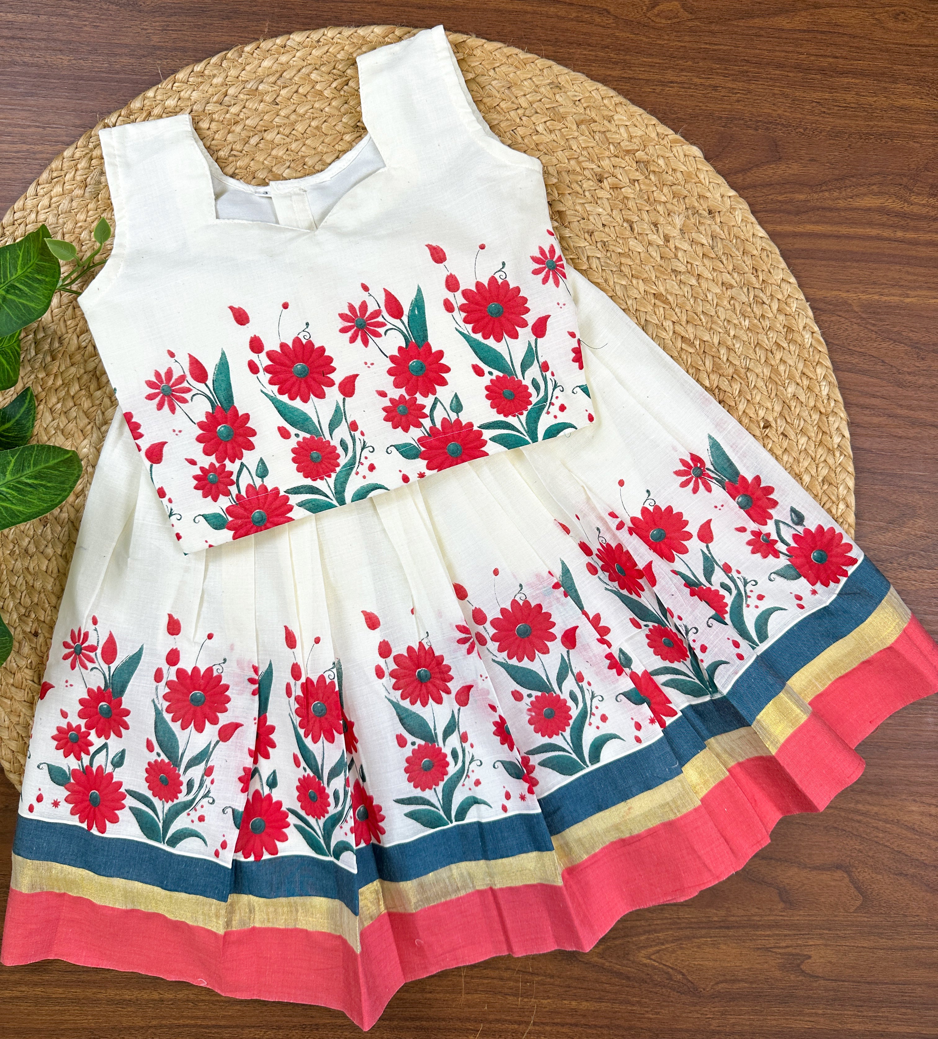 Floral printed top & skirt