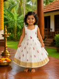 Golden Kasavu Cotton Kids Frock