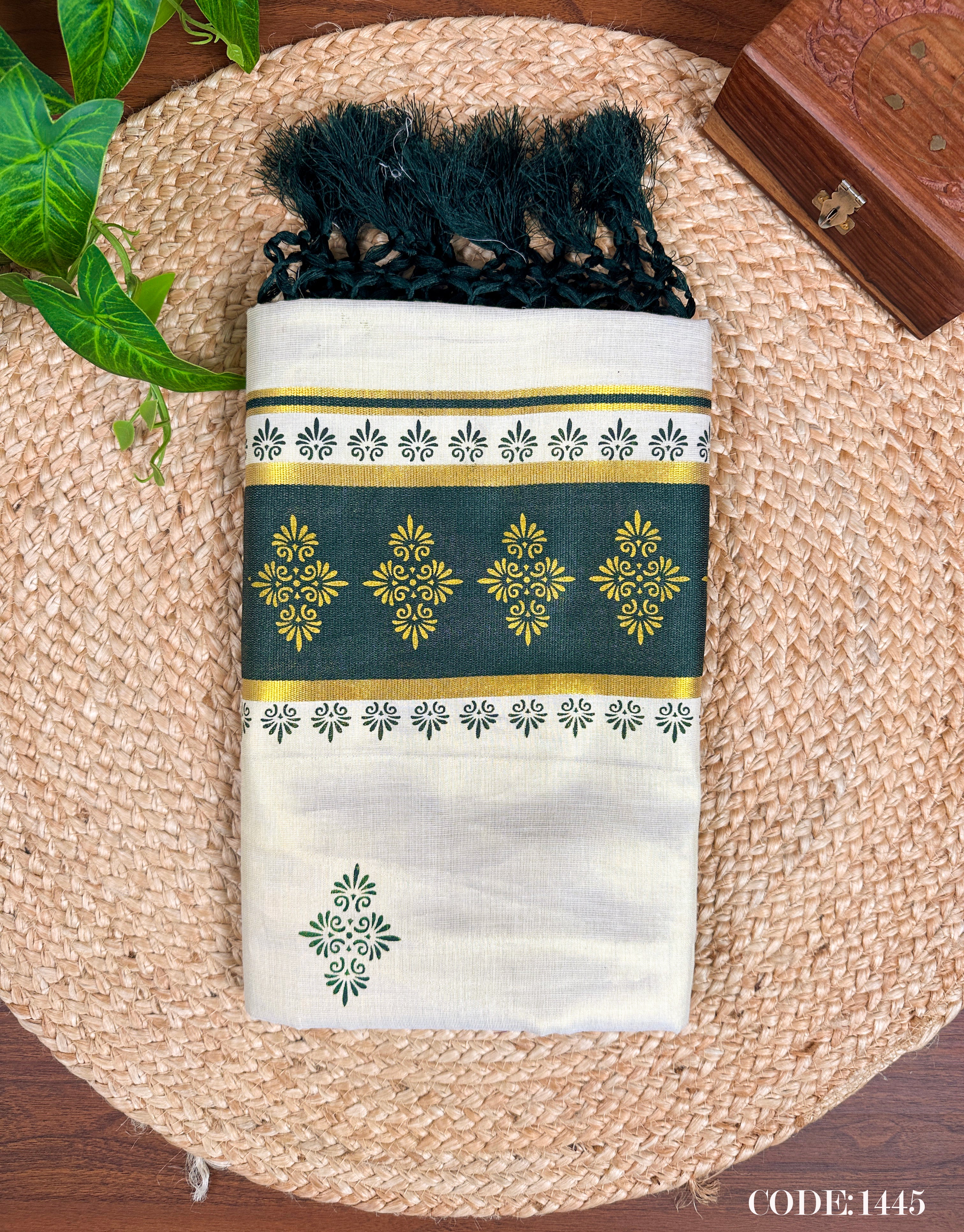 Golden Tissue Color Kara Set Saree with Golden Print