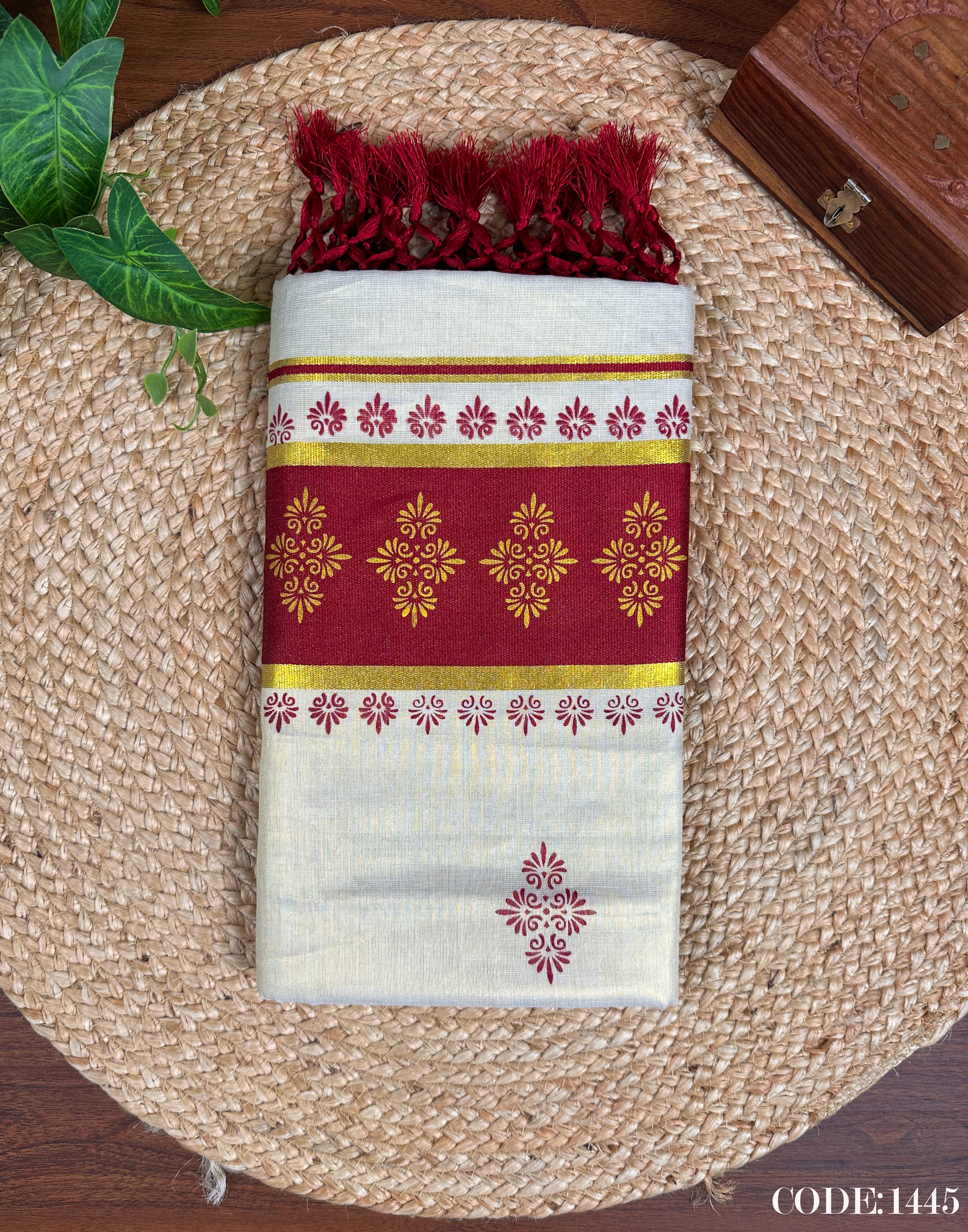 Golden Tissue Color Kara Set Saree with Golden Print