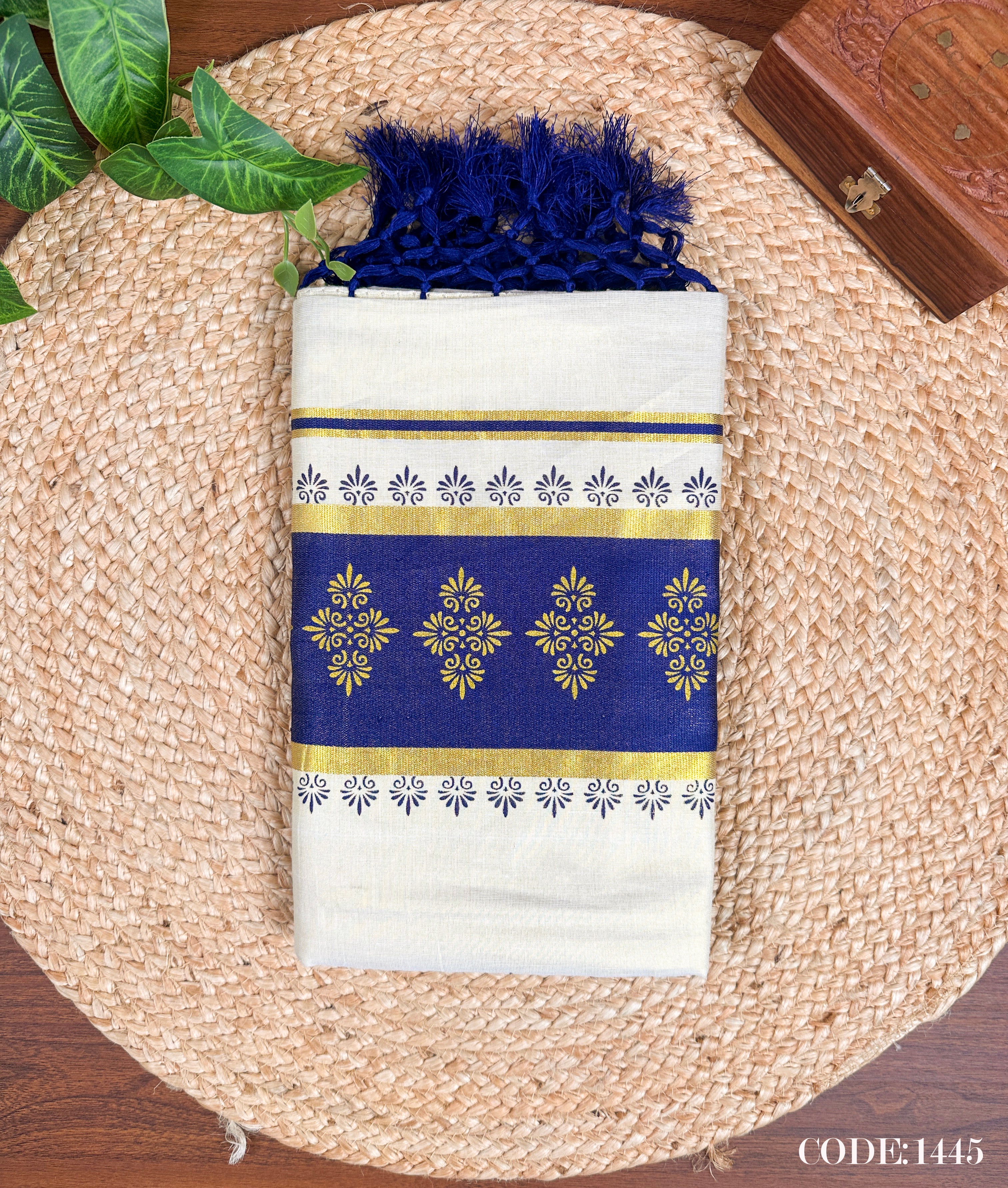 Golden Tissue Color Kara Set Saree with Golden Print