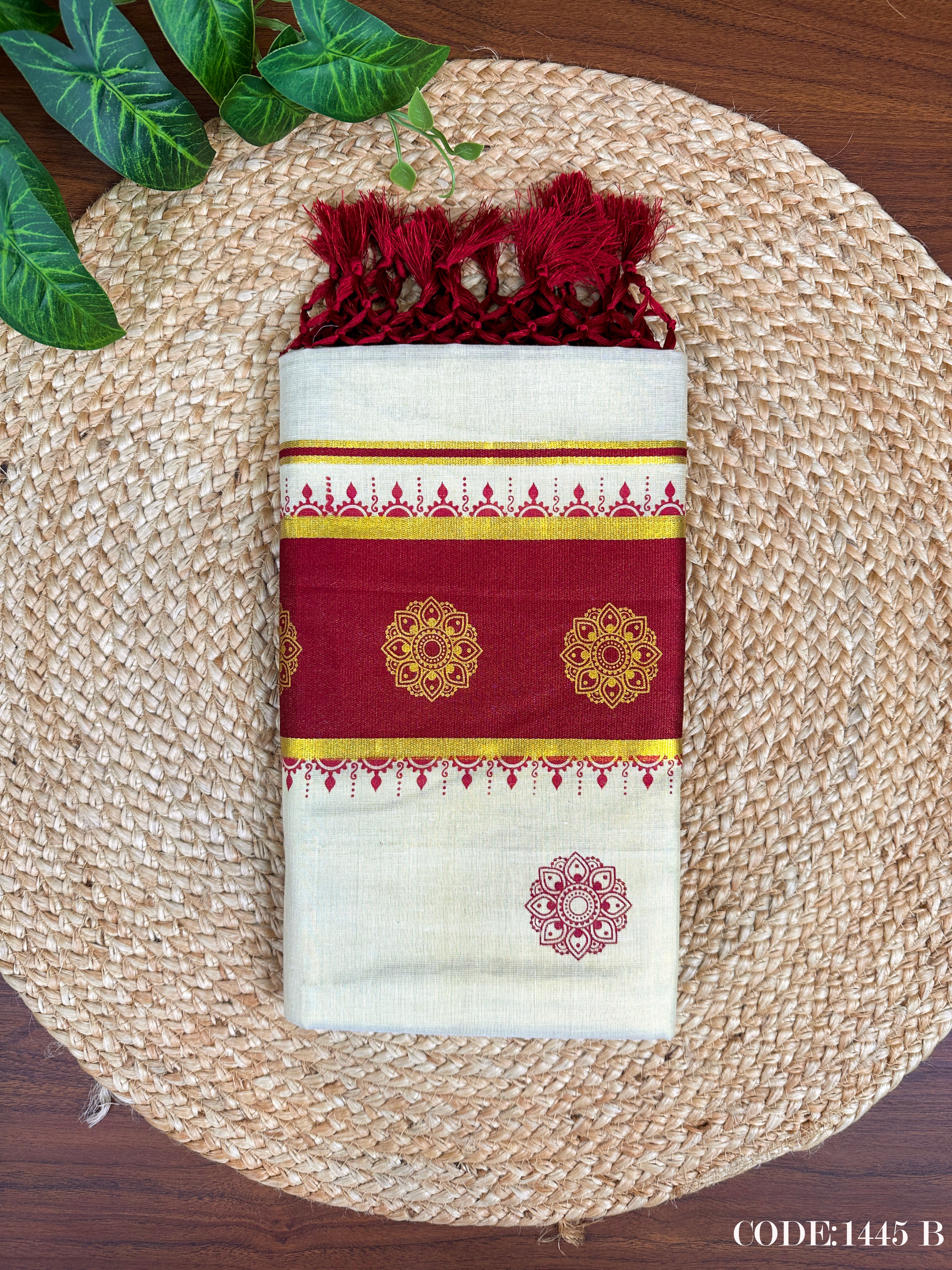 Golden Tissue Color Kara Set Saree with Golden Print