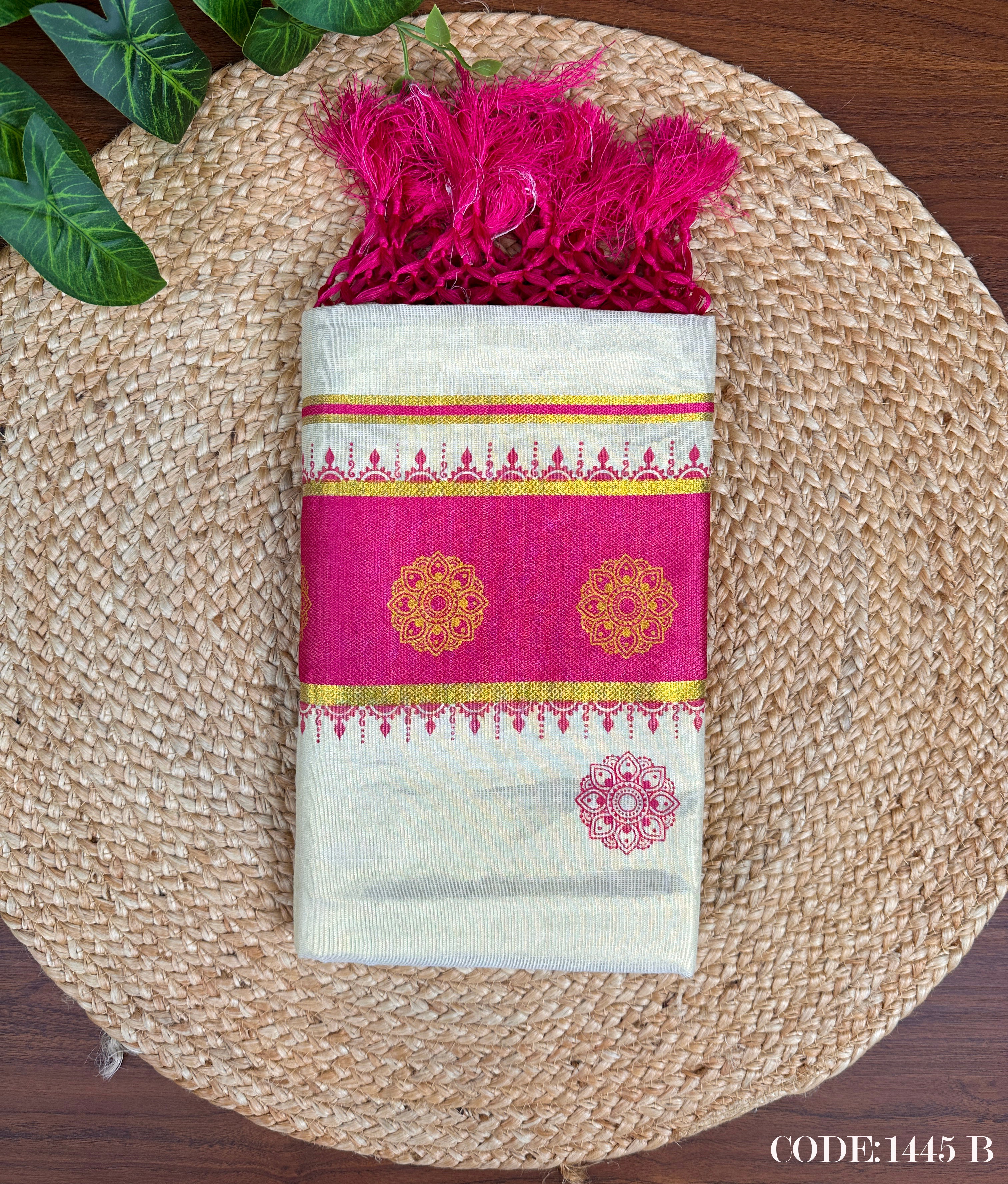 Golden Tissue Color Kara Set Saree with Golden Print