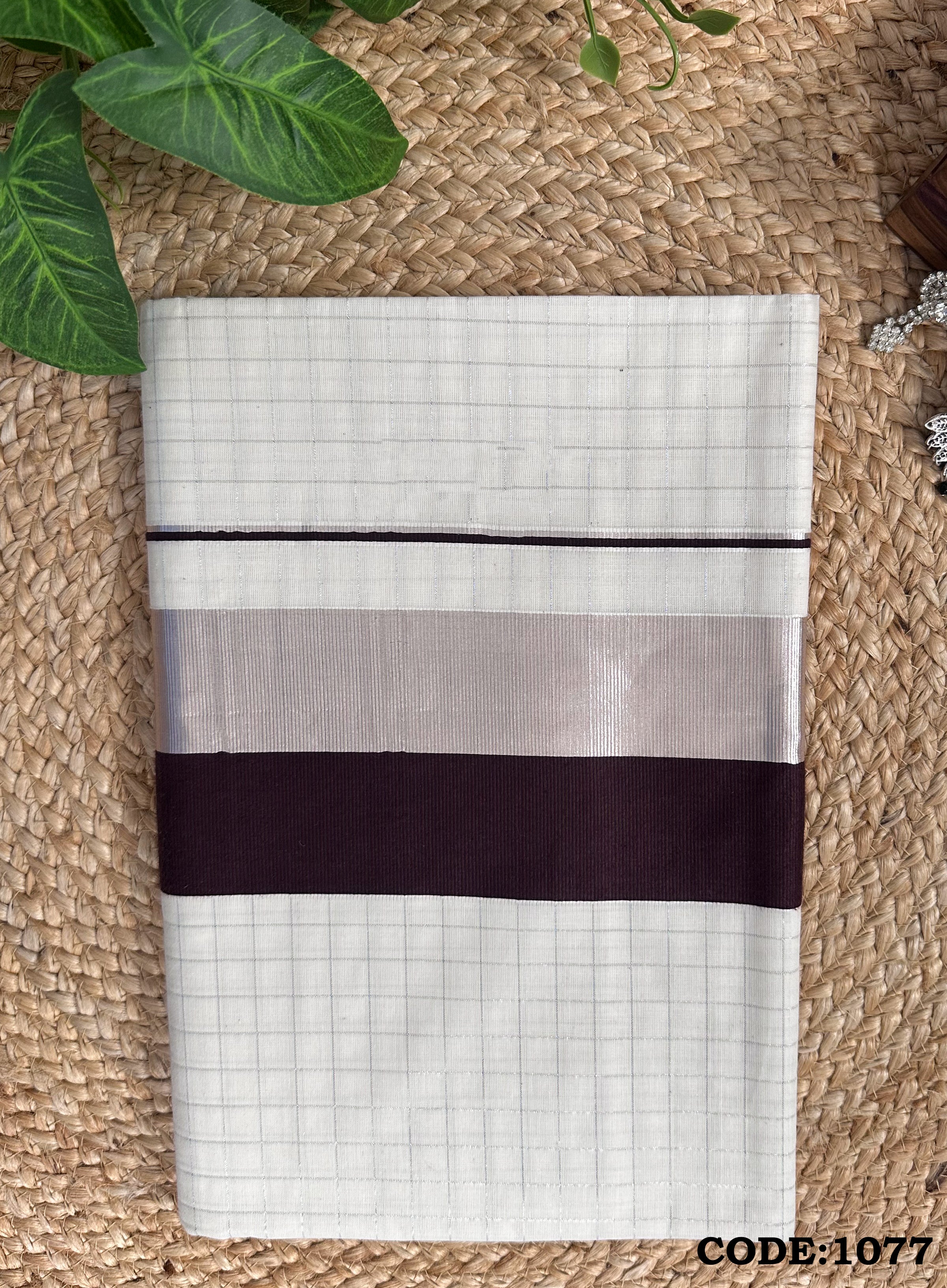 Cotton Half and Half Kasavu and Kara Check Saree