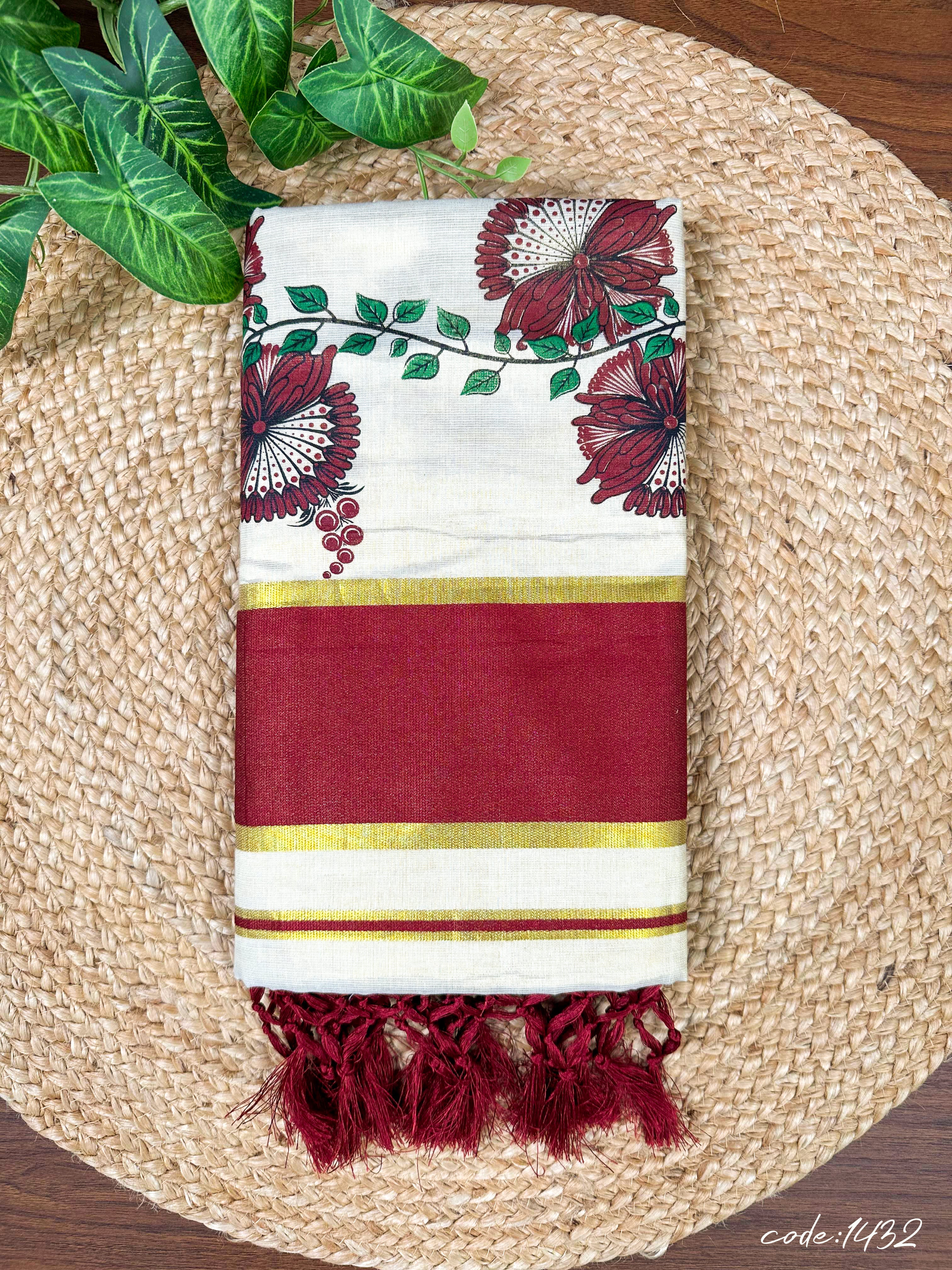 Golden Tissue Printed Set Saree
