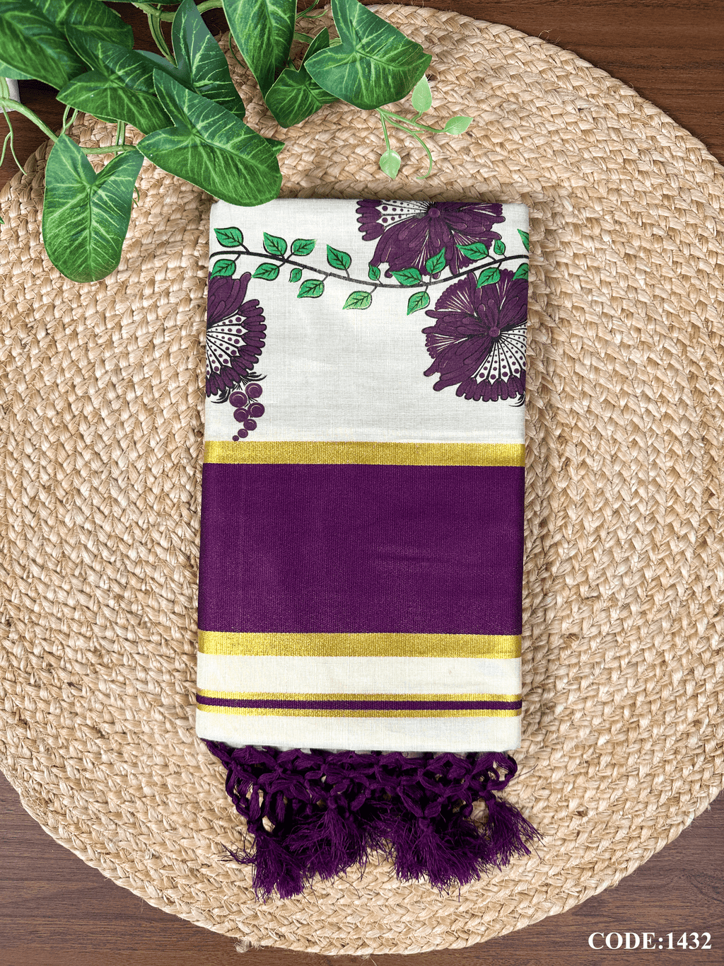 Golden Tissue Printed Set Saree