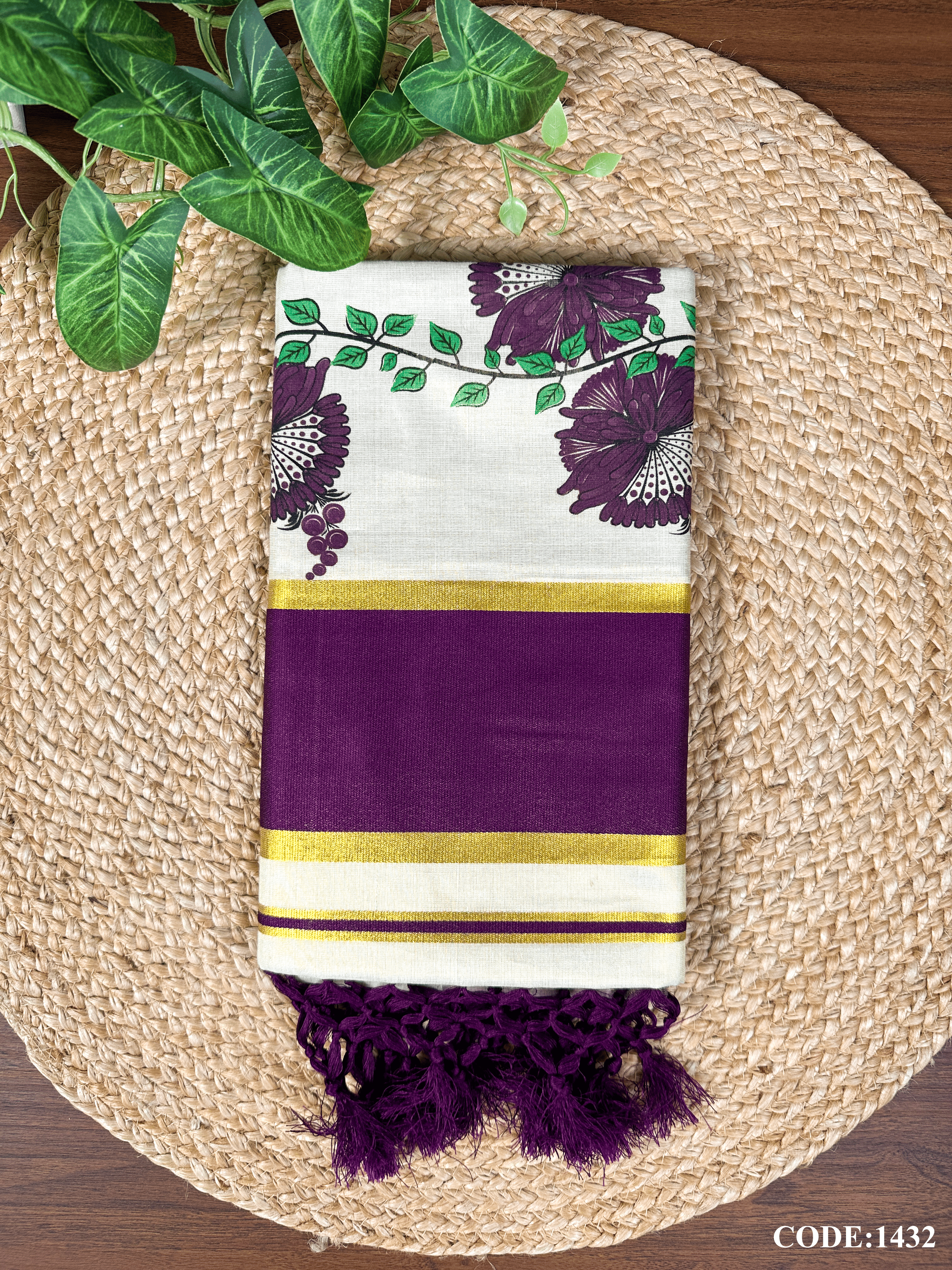 Golden Tissue Printed Set Saree