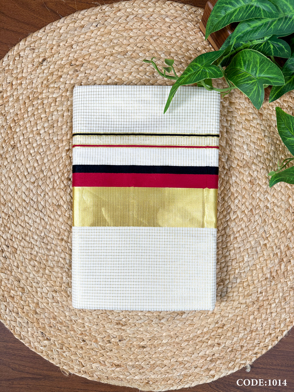 4" Cotton Micro Check HF Saree