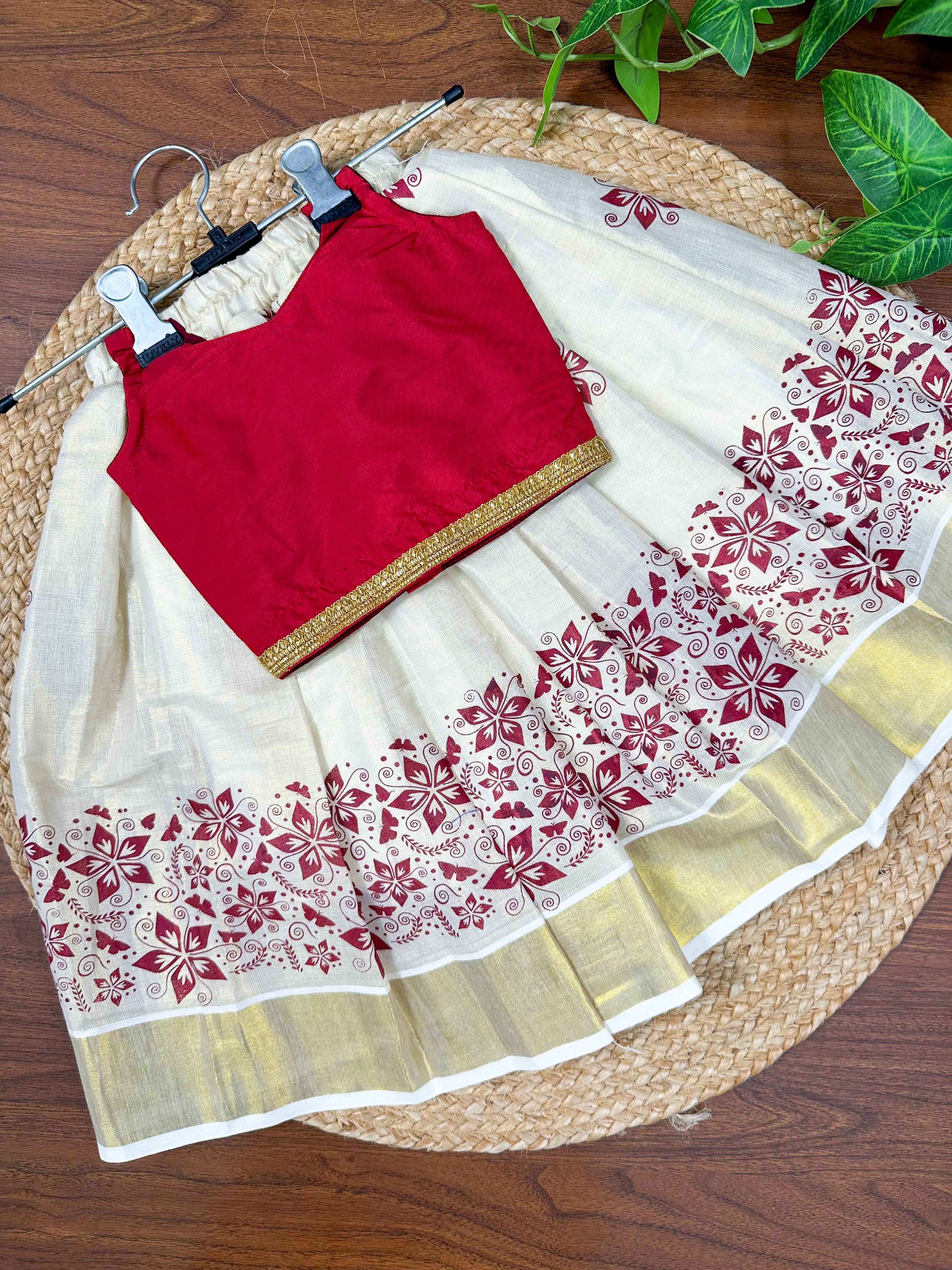 Butterfly Printed Tissue Kids Top & Skirt