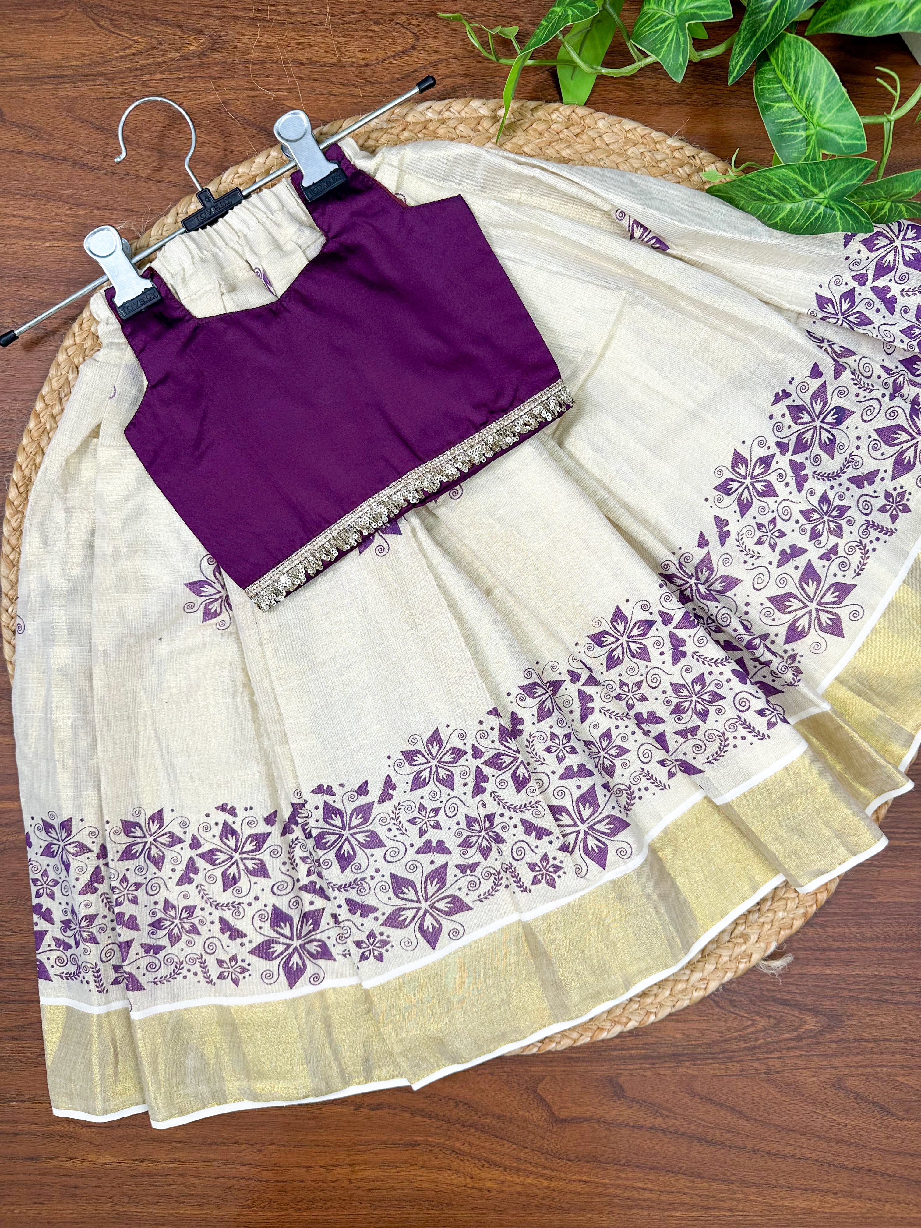 Butterfly Printed Tissue Kids Top & Skirt