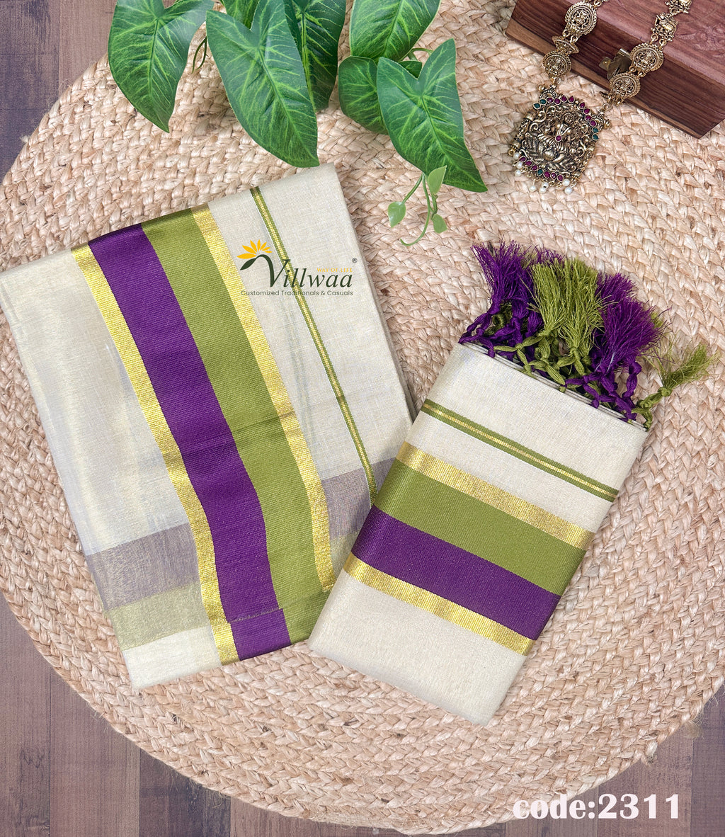 Golden Tissue Set Mundu