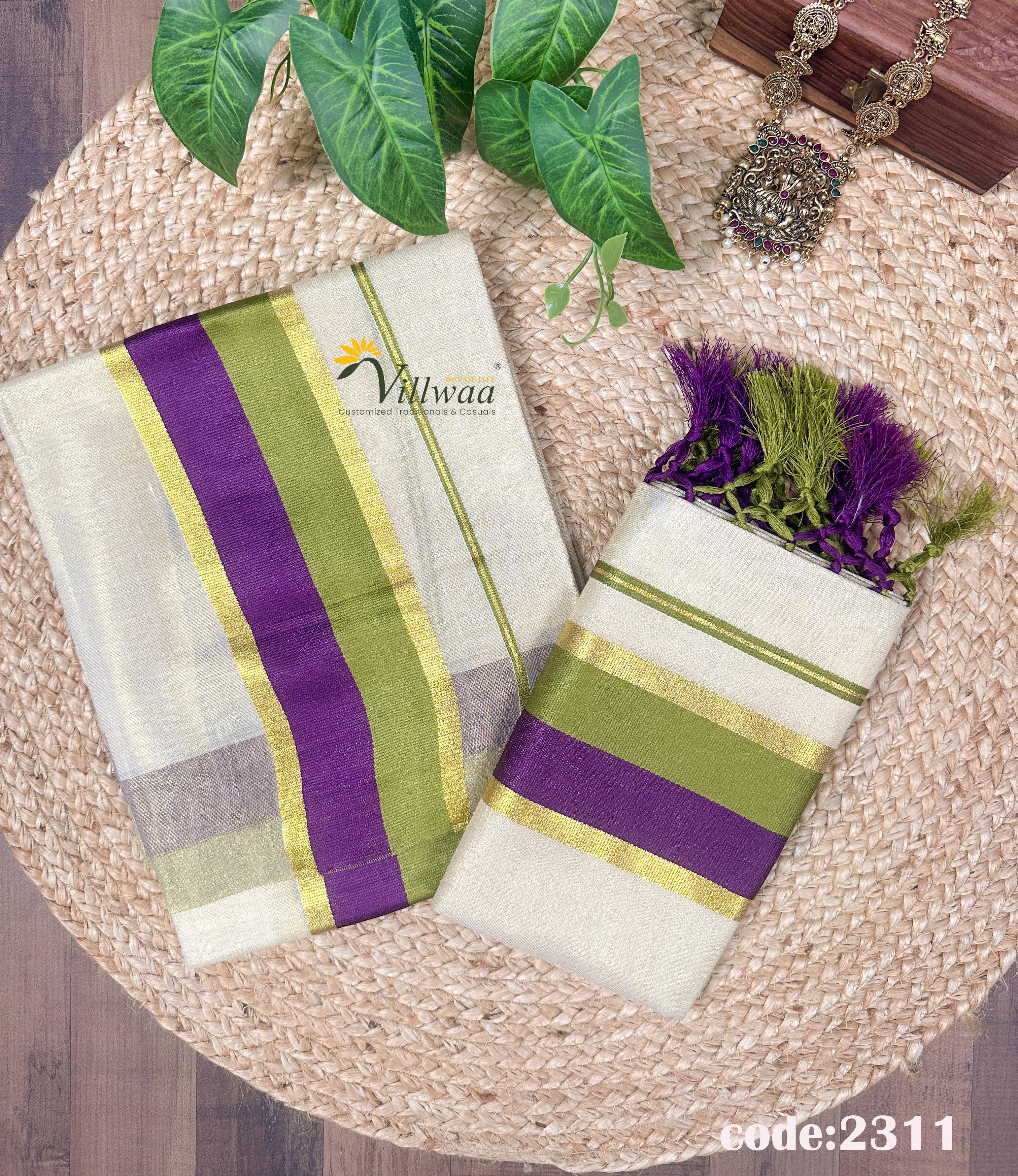 Golden Tissue Set Mundu
