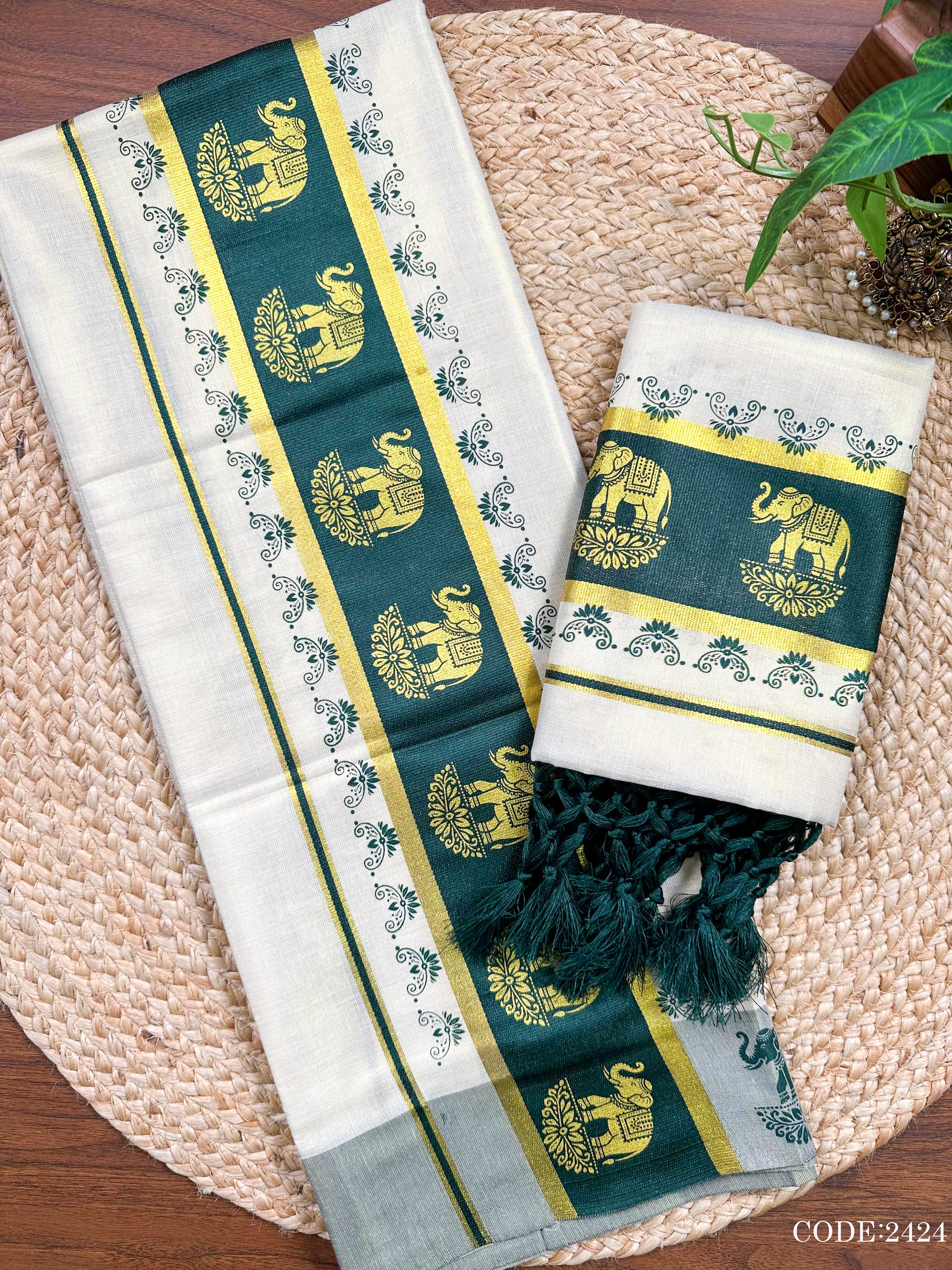 3"GT col Kottaran S.Mundu Peeli print&chittam with Kunjalam