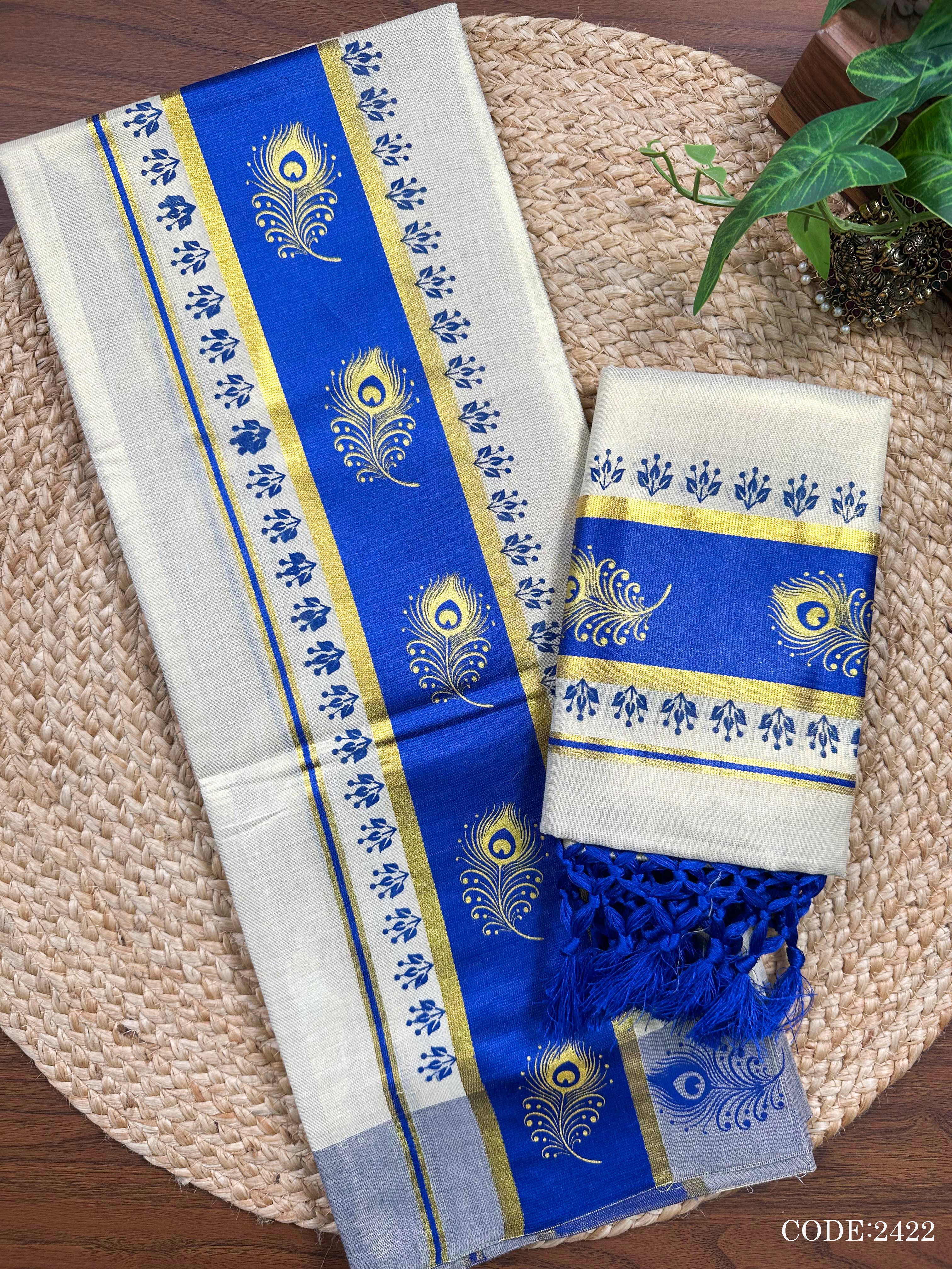 3"GT col Kottaran S.Mundu Peeli print&chittam with Kunjalam