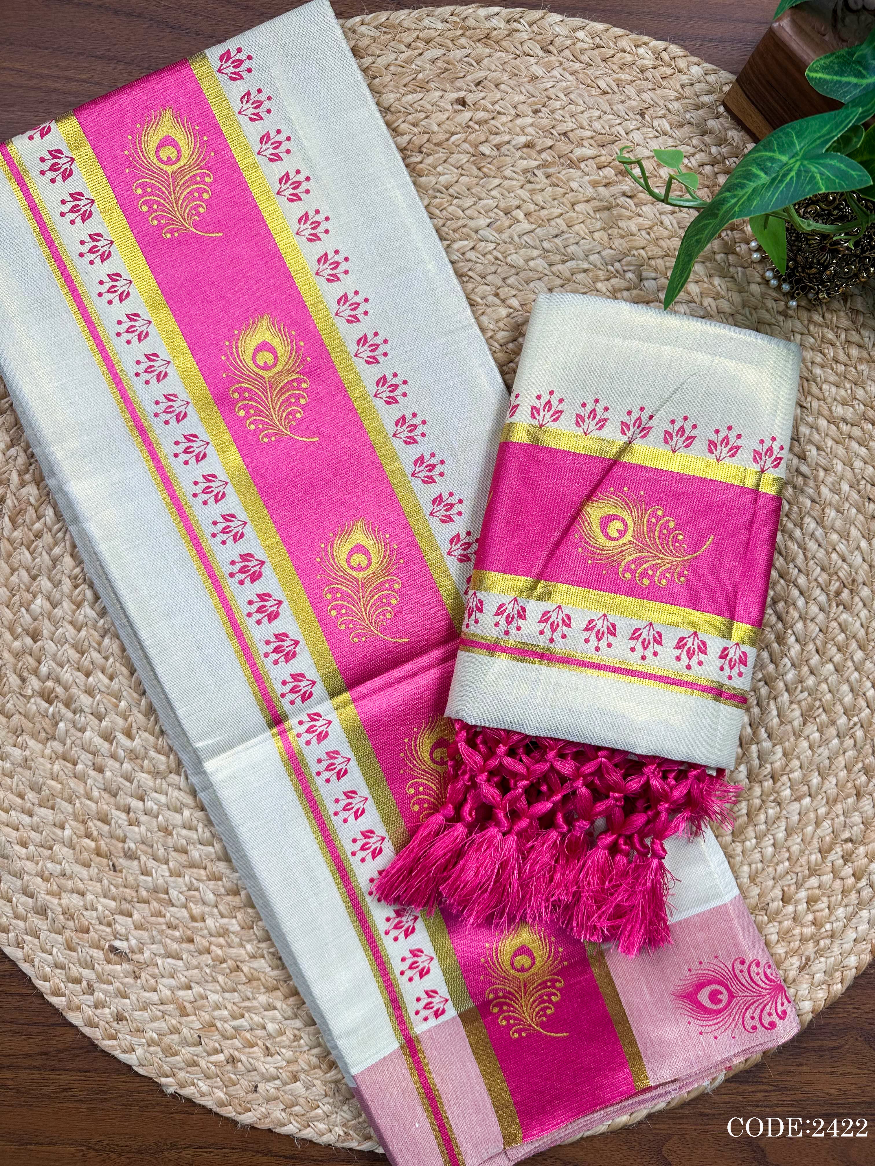 3"GT col Kottaran S.Mundu Peeli print&chittam with Kunjalam