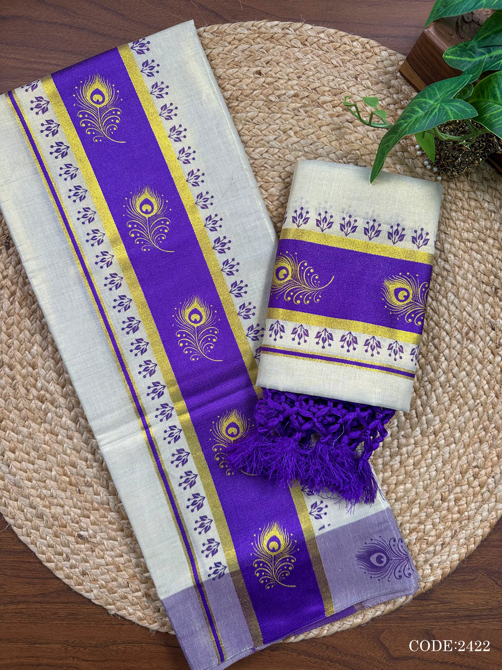 3"GT col Kottaran S.Mundu Peeli print&chittam with Kunjalam