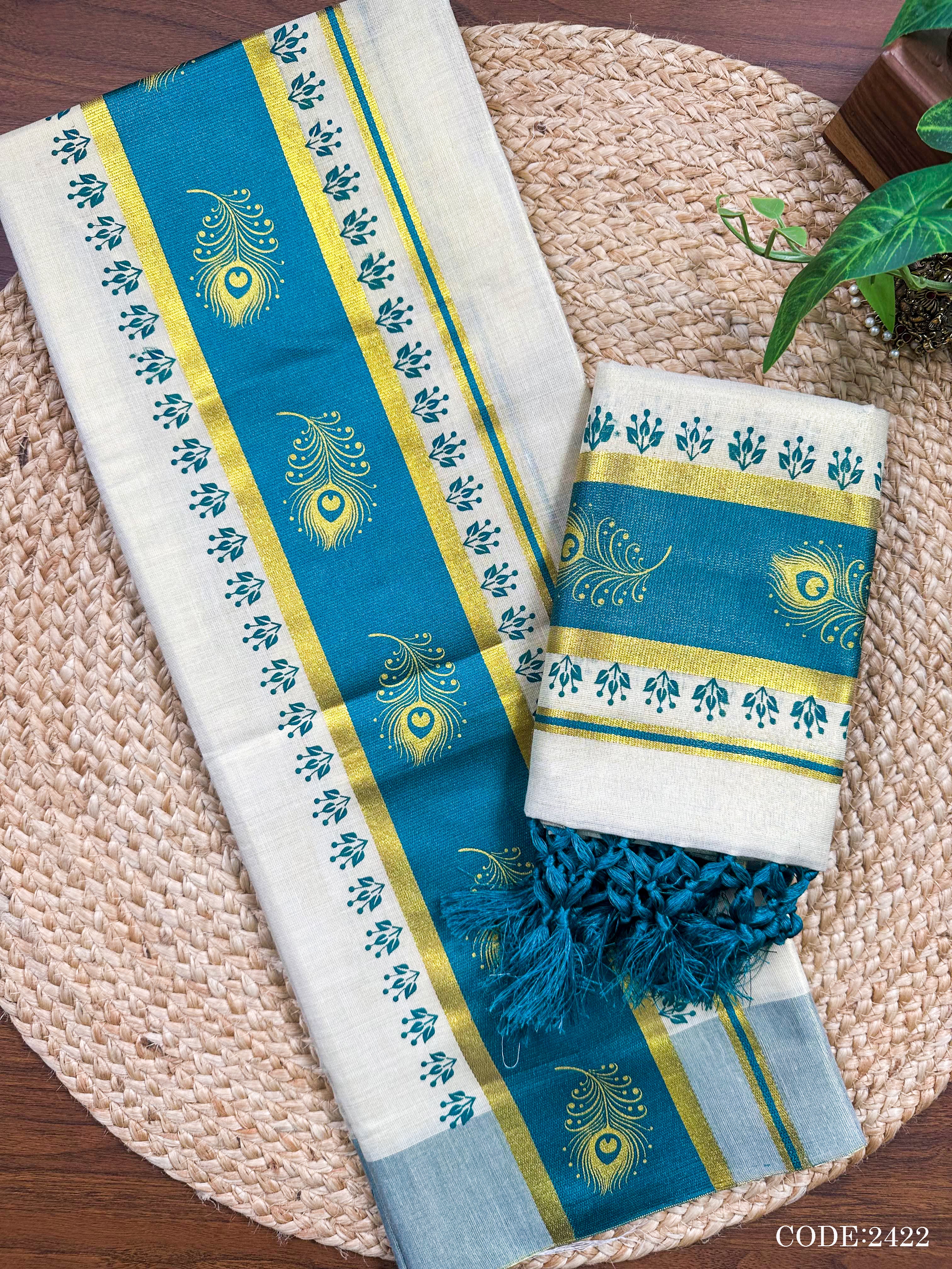 3"GT col Kottaran S.Mundu Peeli print&chittam with Kunjalam