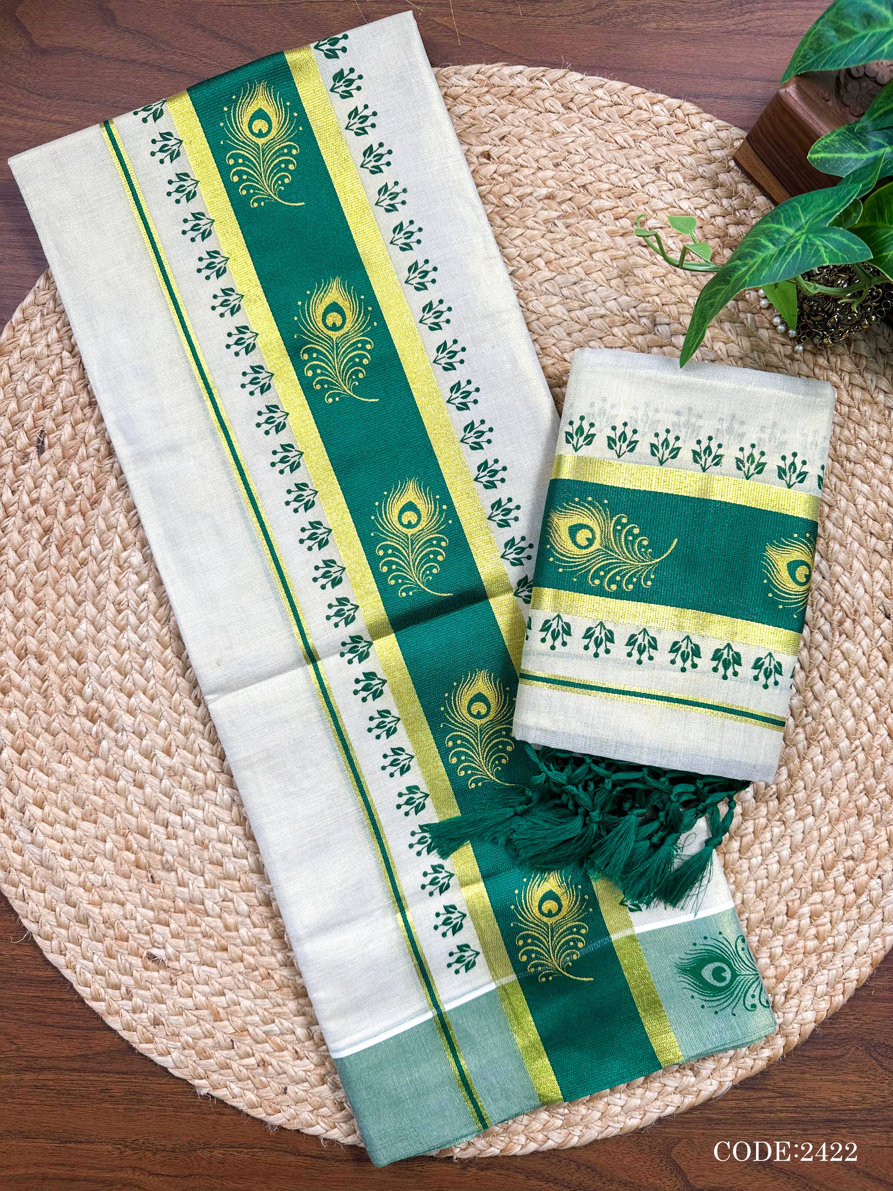 3"GT col Kottaran S.Mundu Peeli print&chittam with Kunjalam